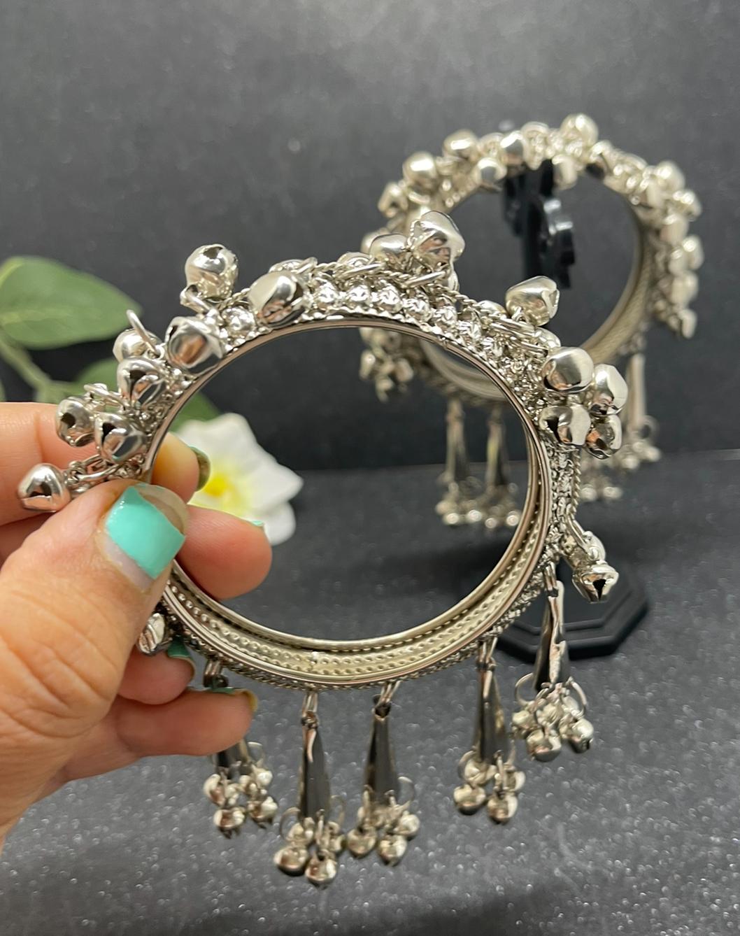 Silver Plated Ghungru Bangles.