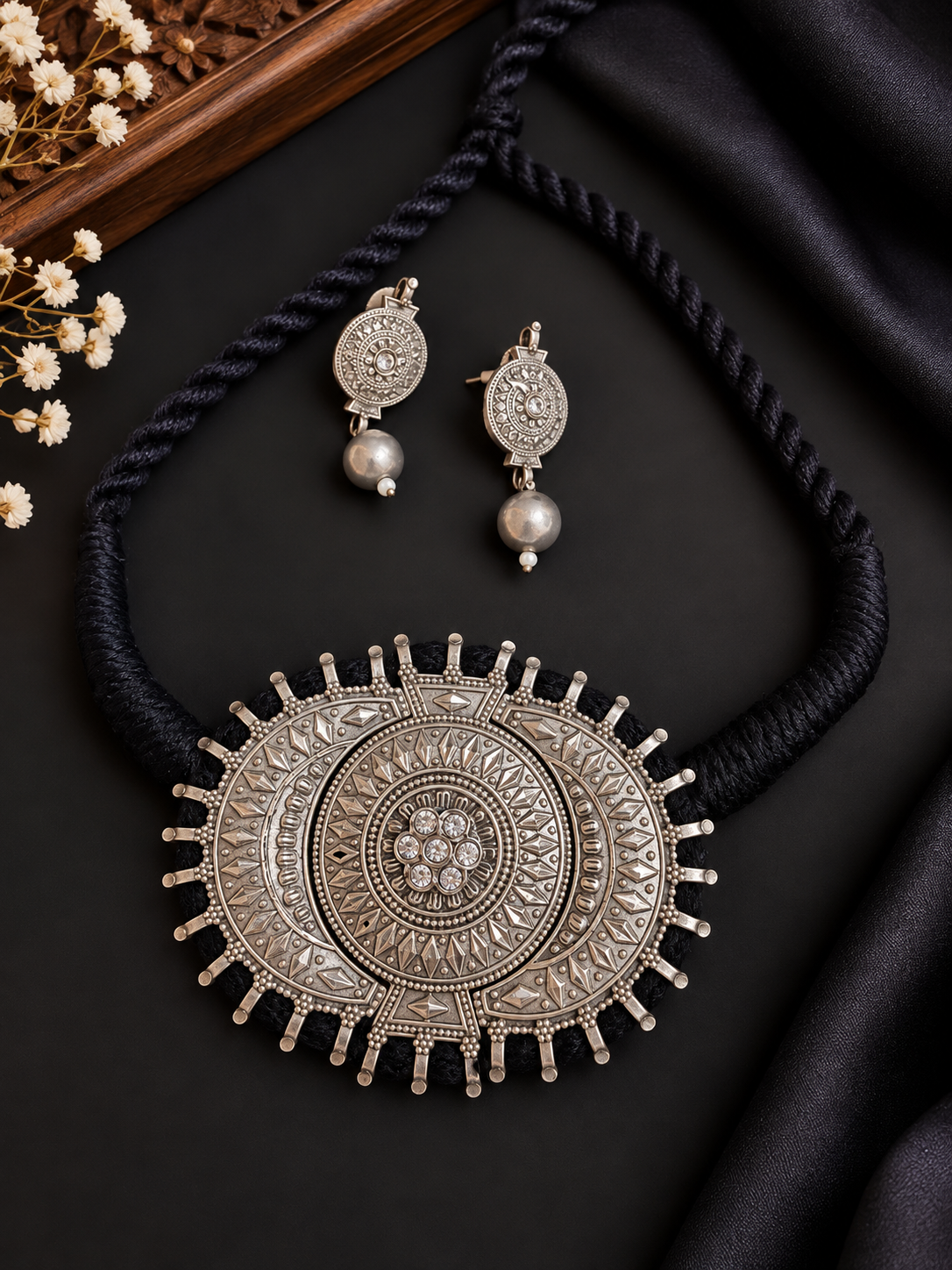 Threadwork & German Silver Choker