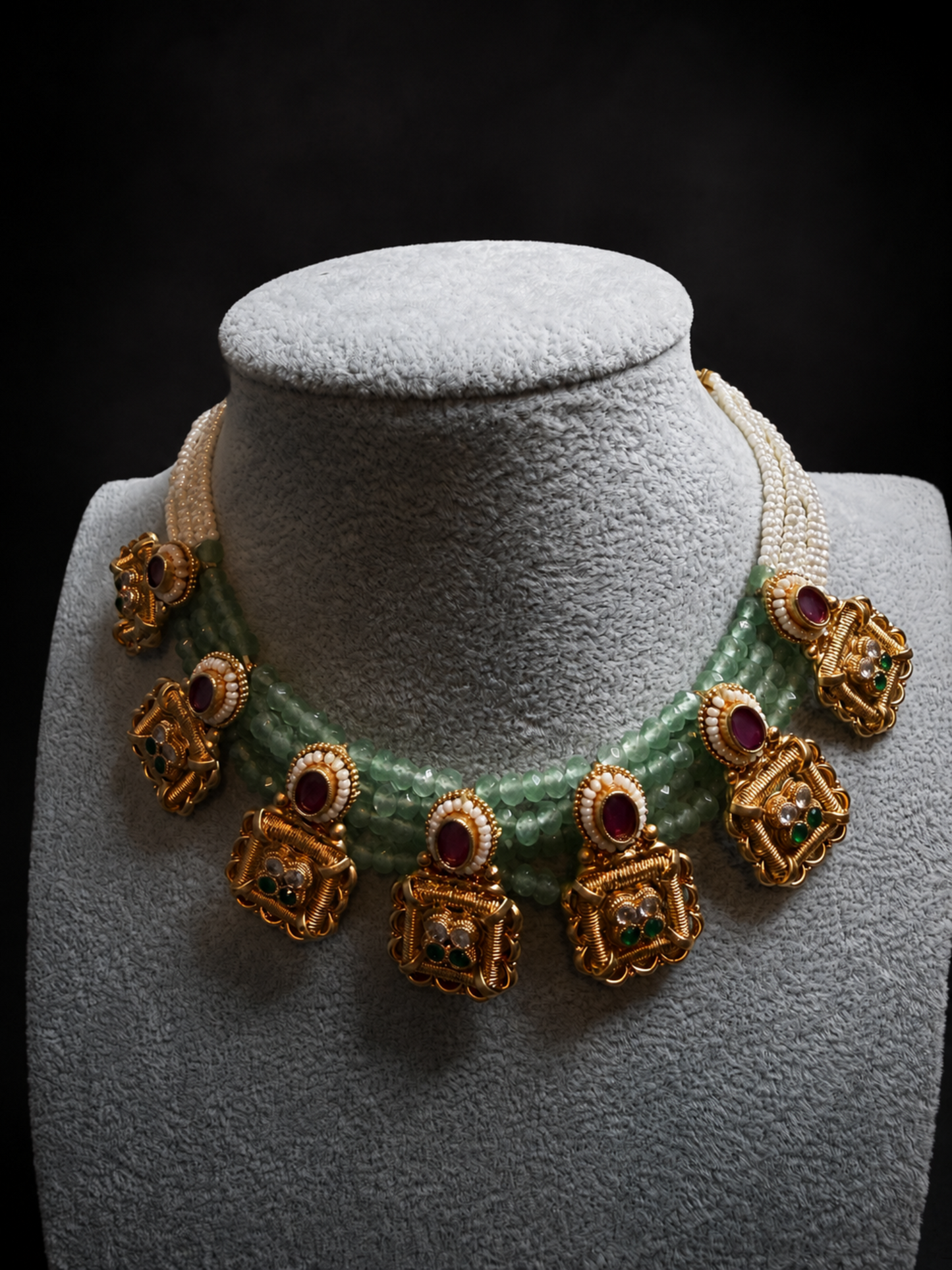 Crystal and Stone work Necklace Set