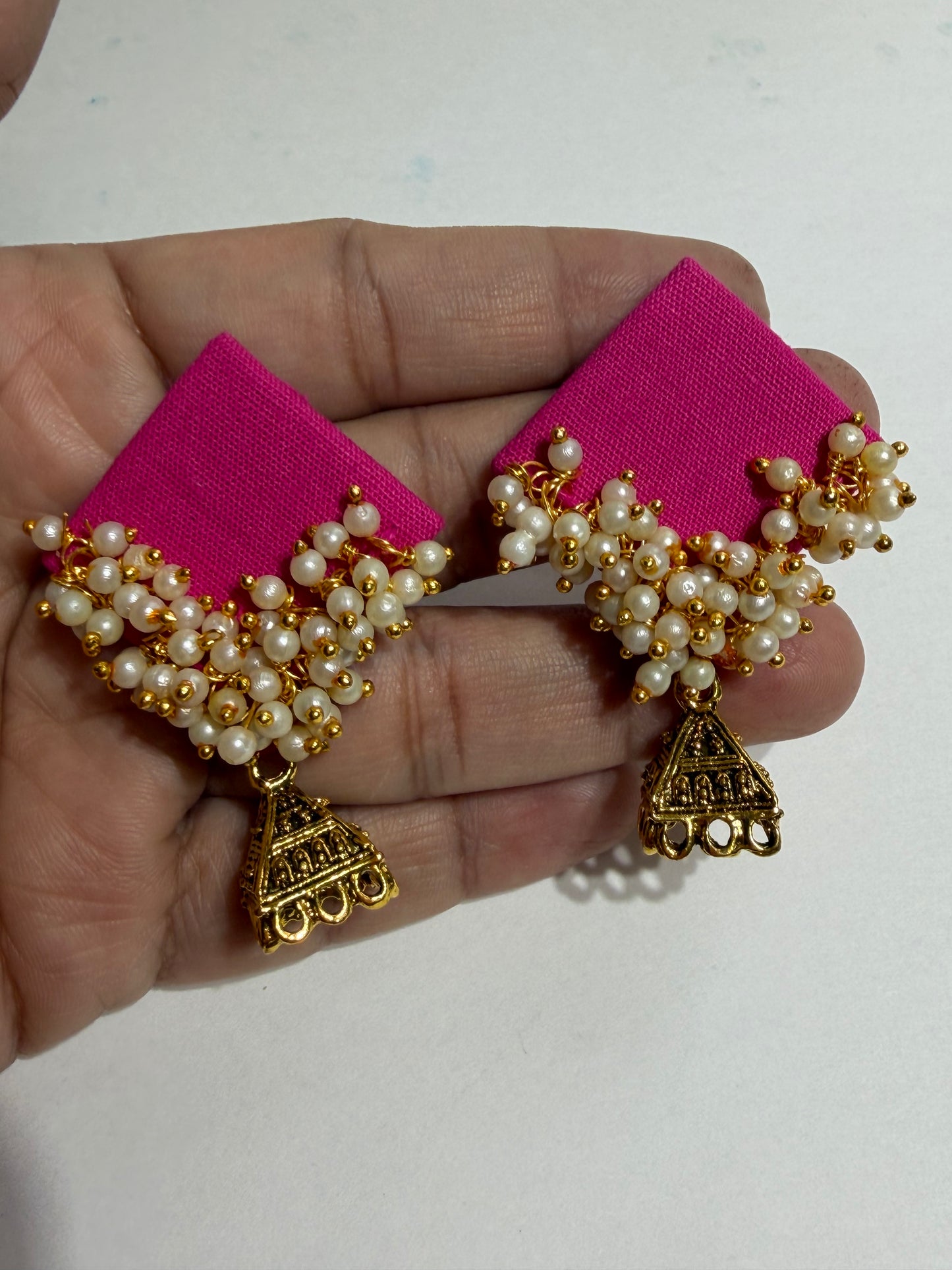 Dark Pink Pearl Necklace Set