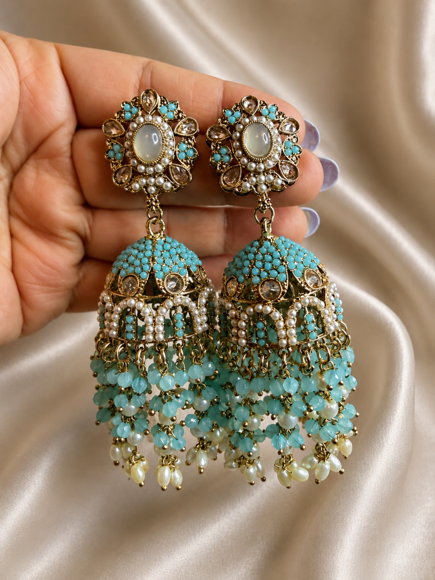 Stonework & Pearl Earrings