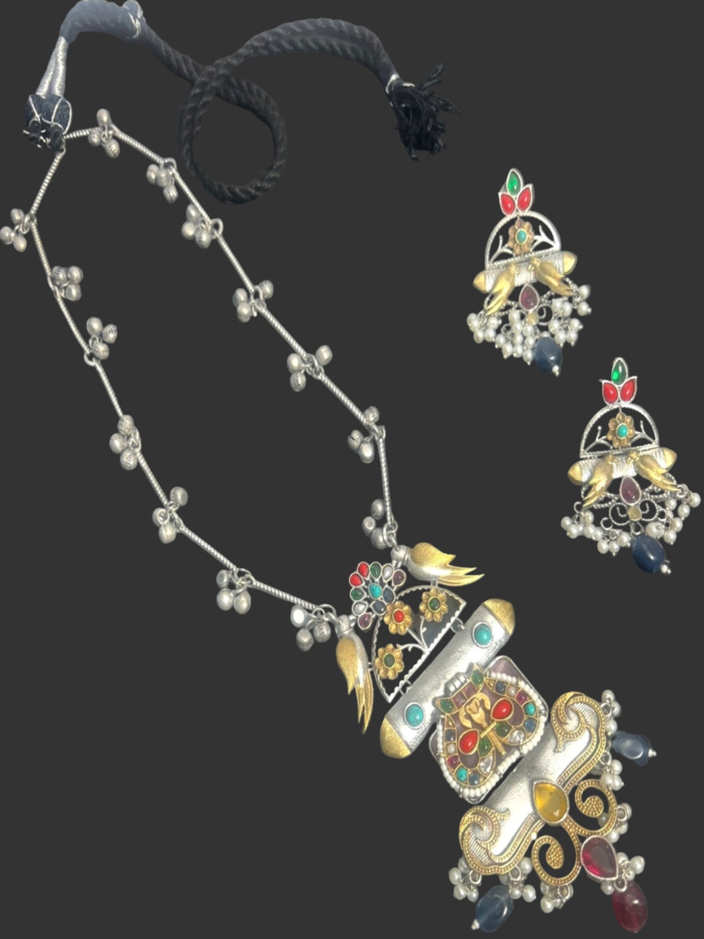 Dual tone Long Necklace Set