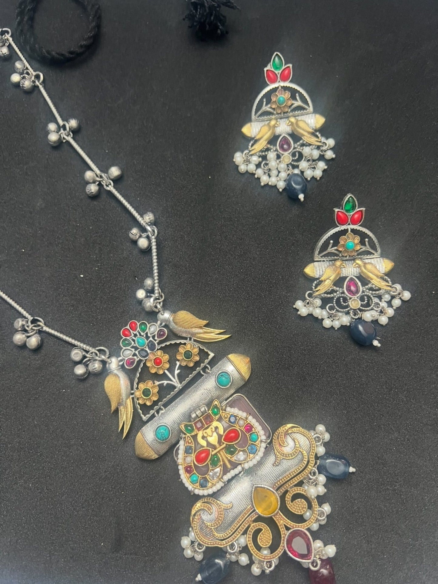 Dual tone Long Necklace Set