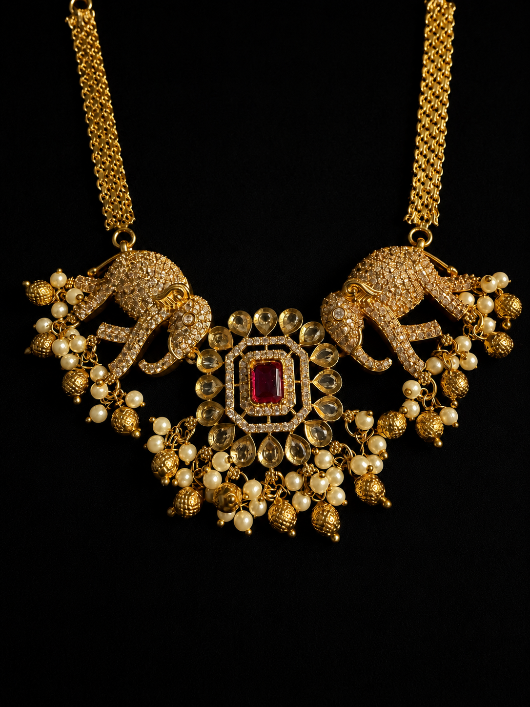 Elephant Diamond Necklace Set