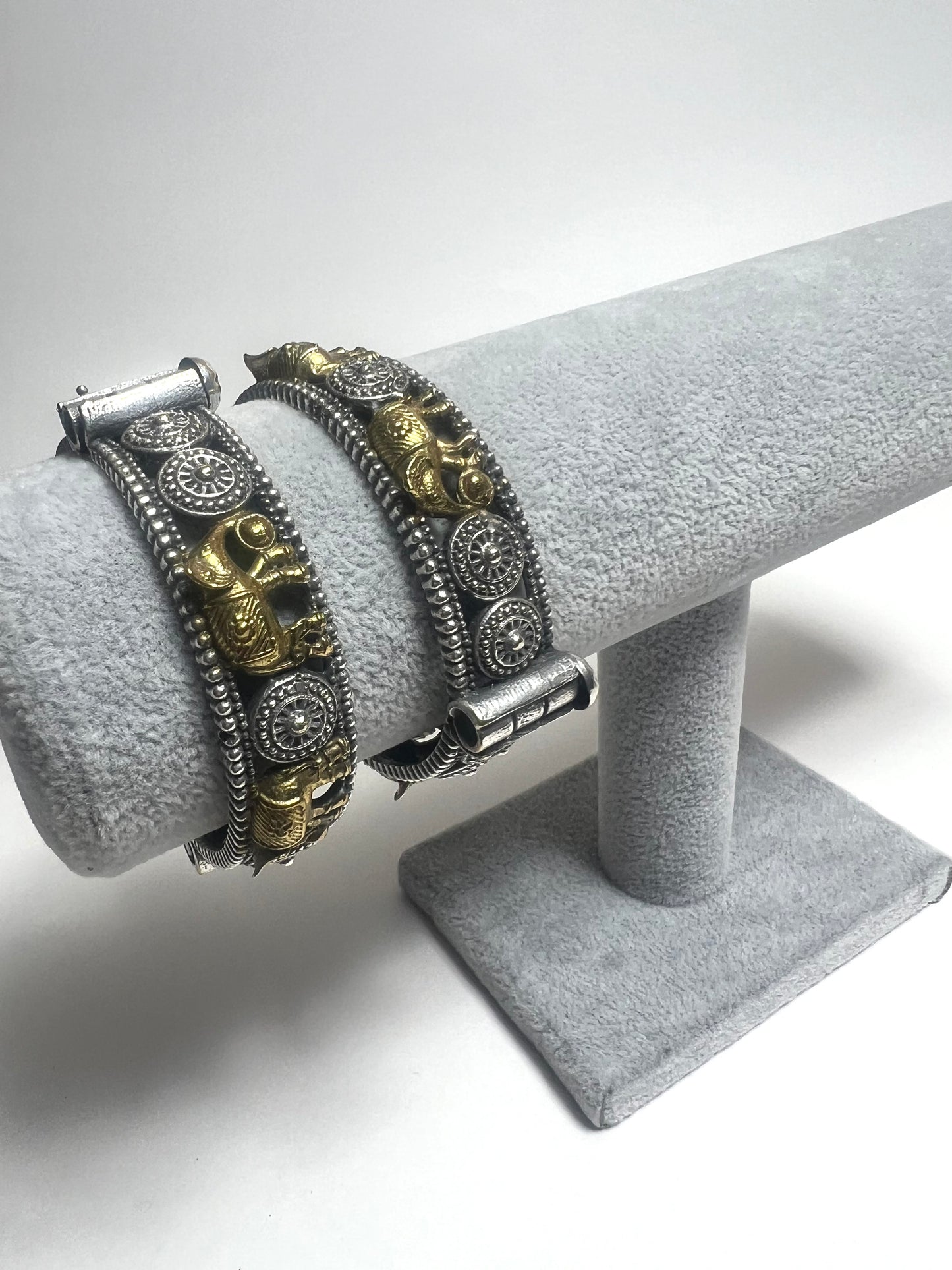 Elephant Dual tone Openable kadas/Bangles. Size 2.2