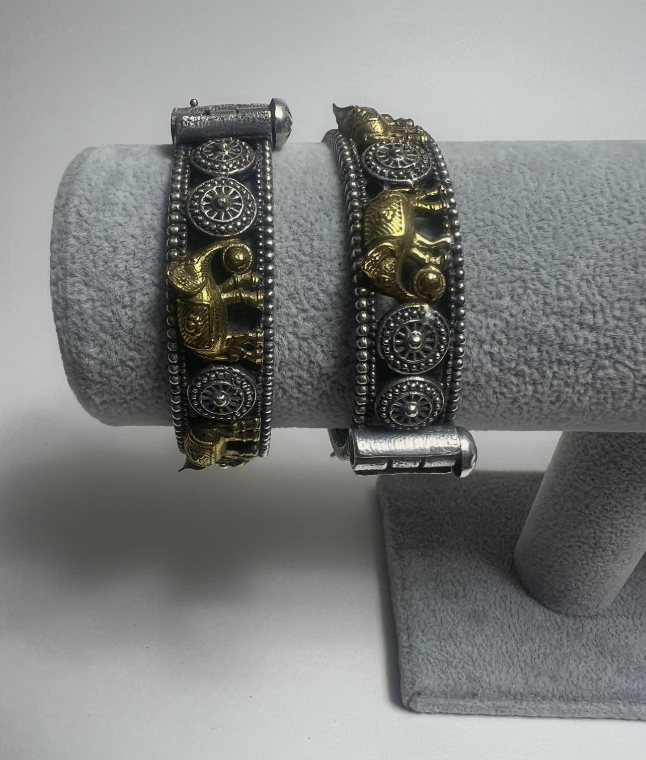 Elephant Dual tone Openable kadas/Bangles. Size 2.2