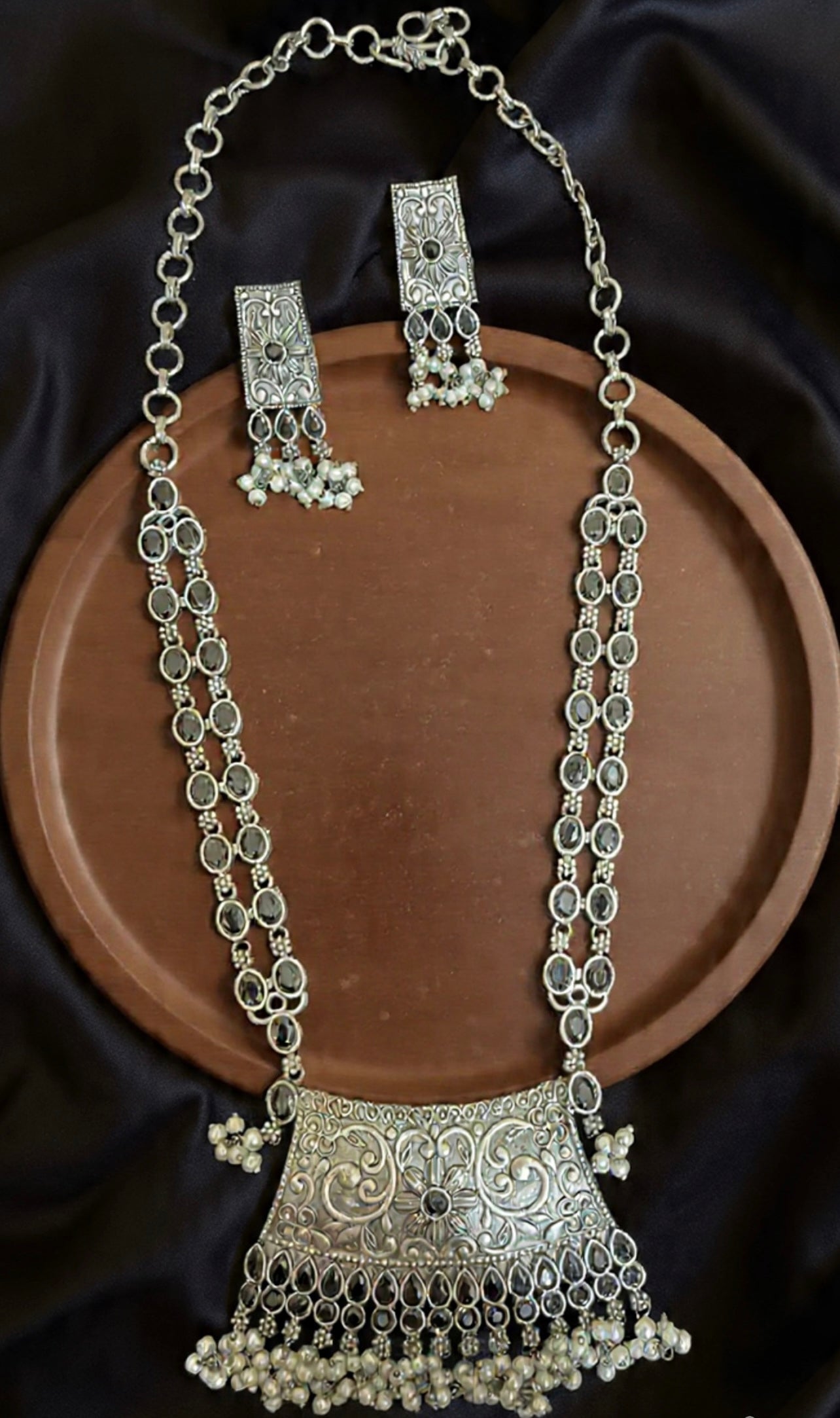 German Silver Long Necklace Set