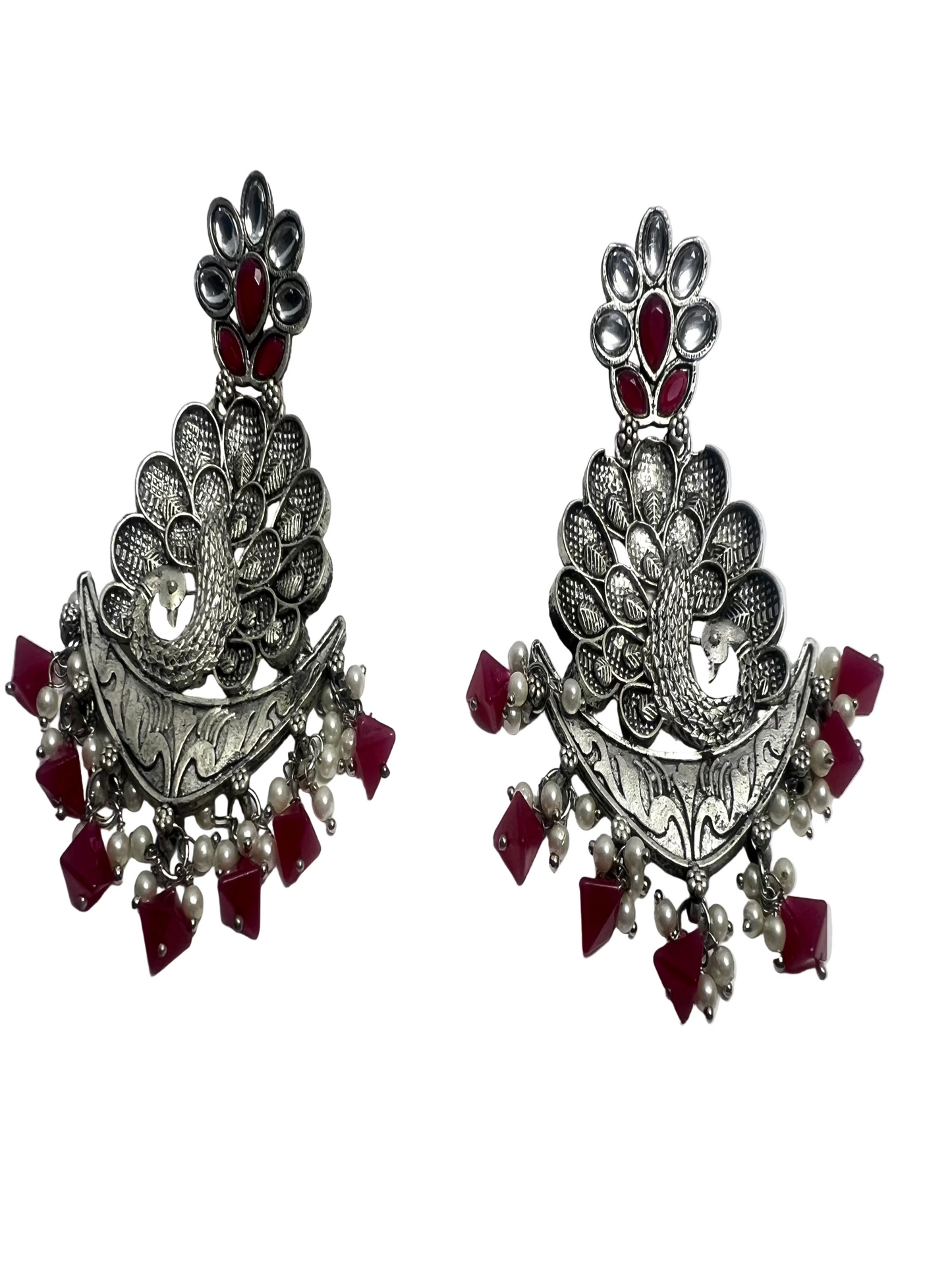 German Silver Peacock Earrings