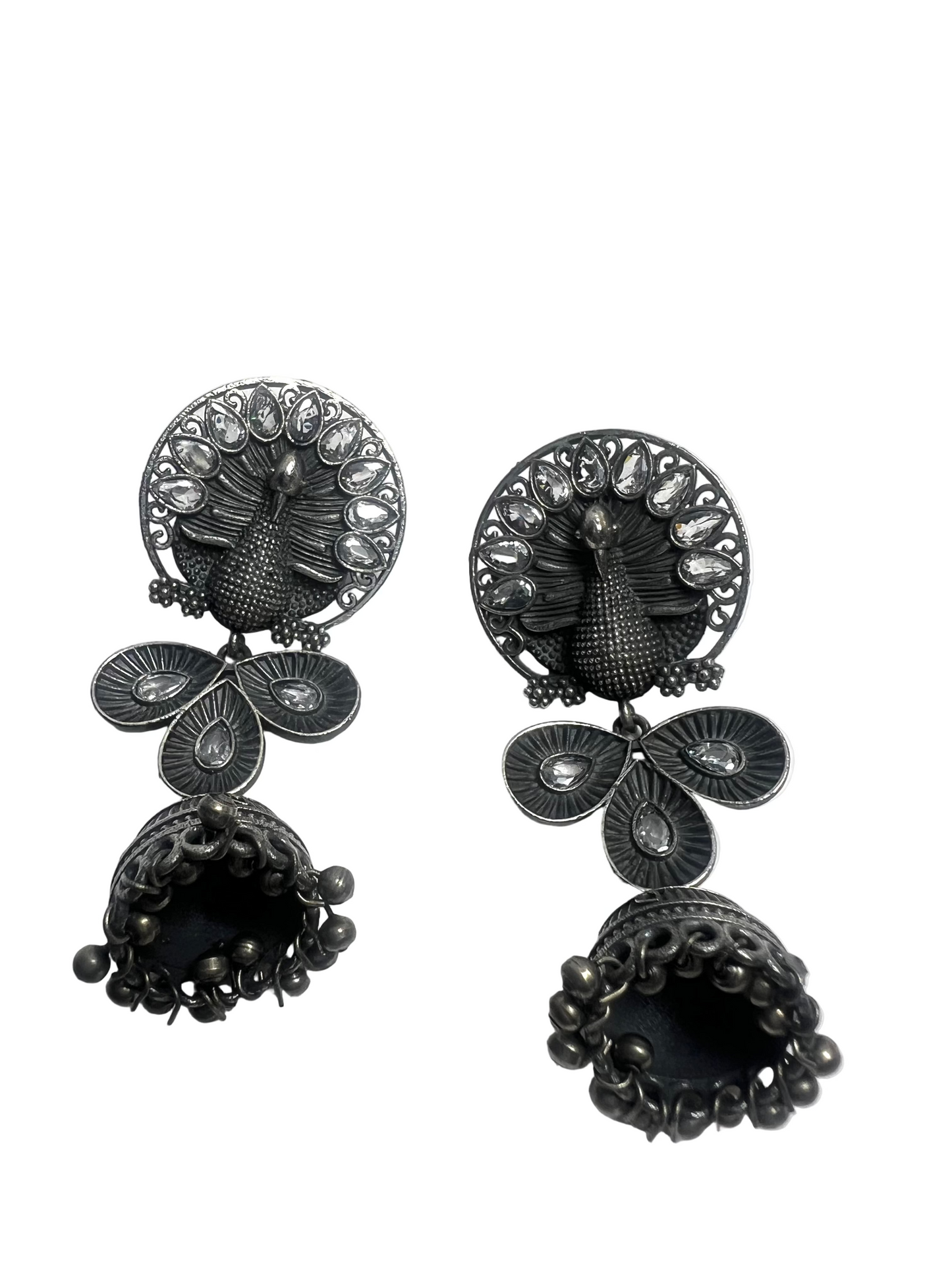 German Silver Peacock Earrings