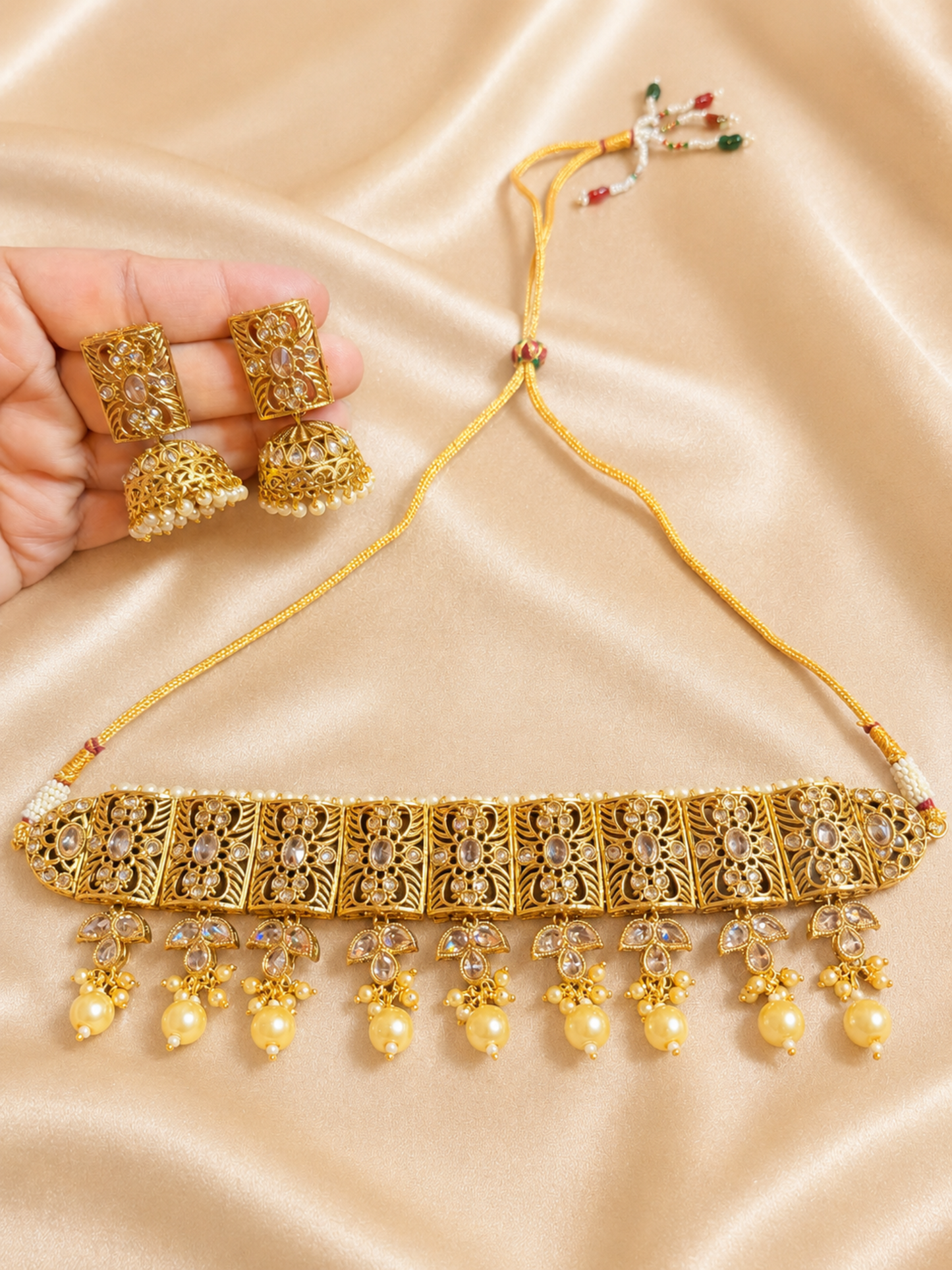 Golden Pearl Necklace Set