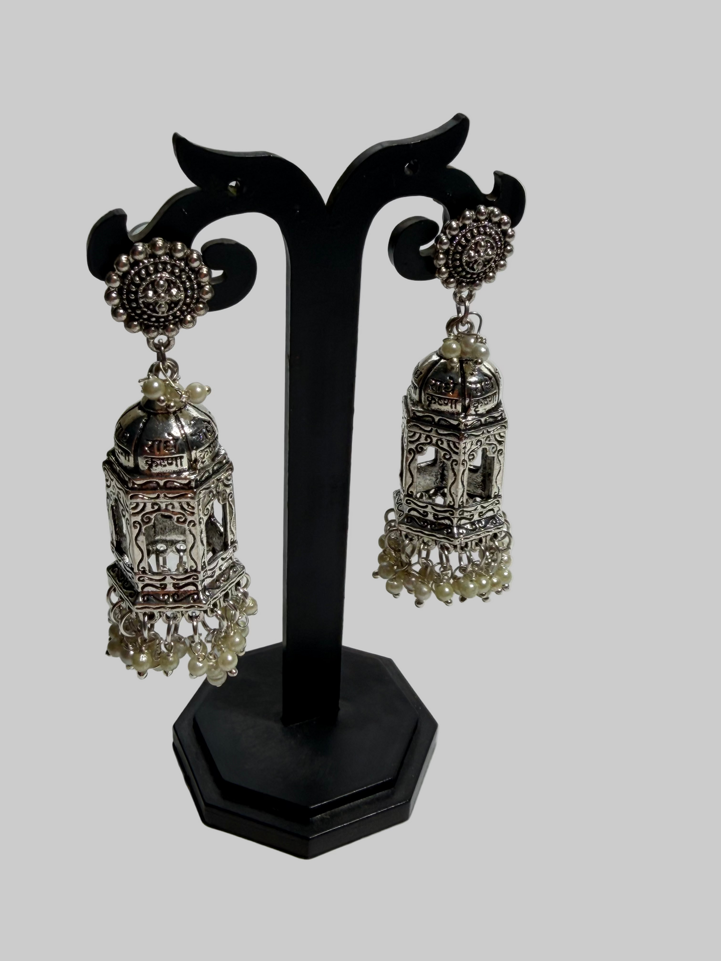 German Silver Pearl Earrings