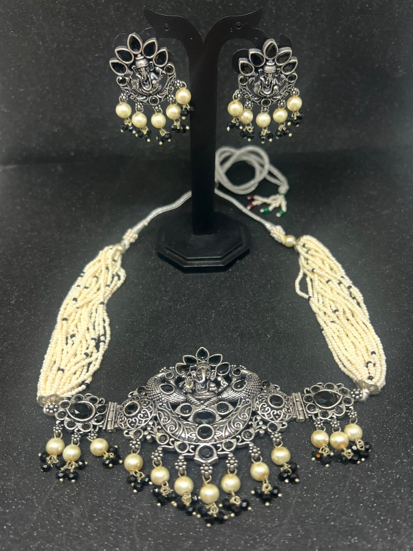German Silver Pearl Necklace Set