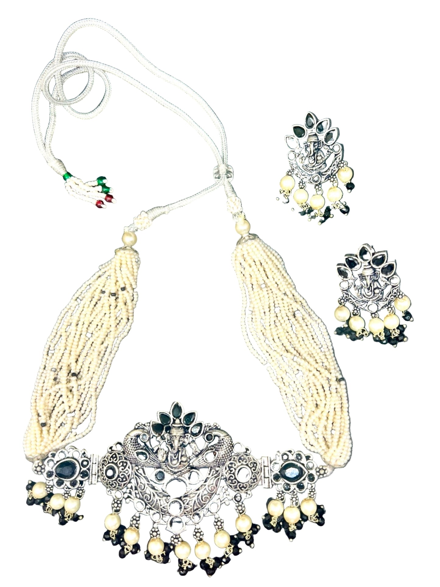 German Silver Pearl Necklace Set