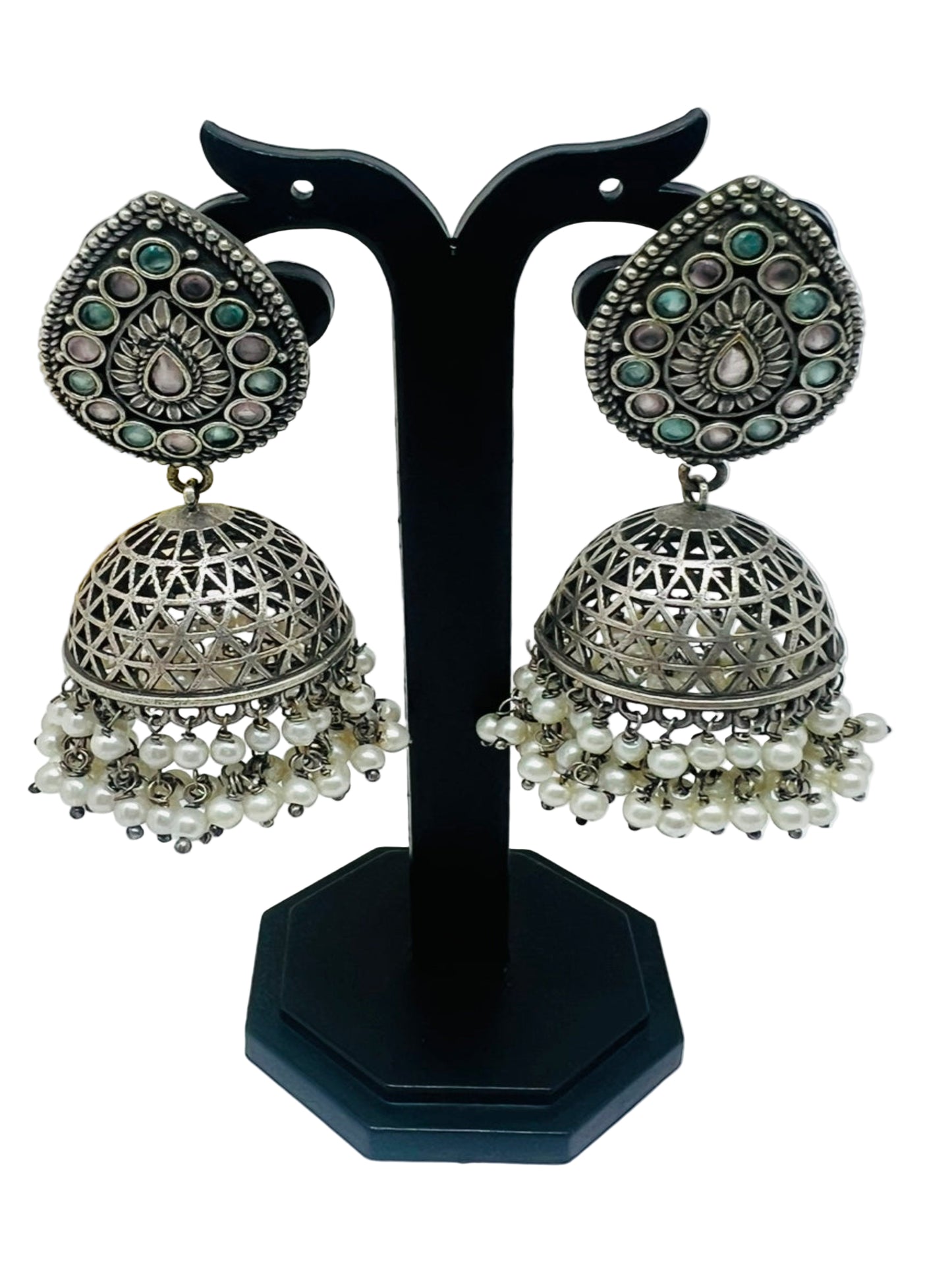 German Silver Jhumka Earrings