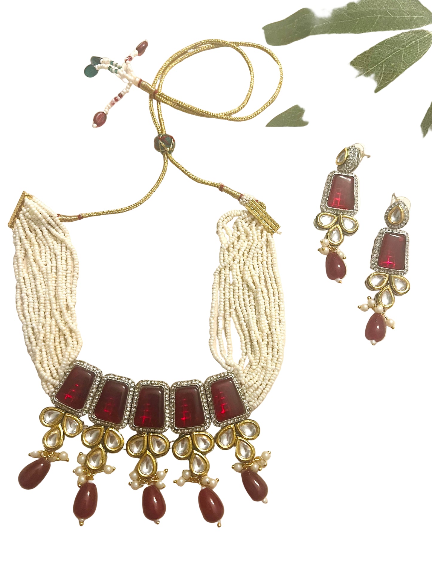 Pearl Choker Necklace with Earrings
