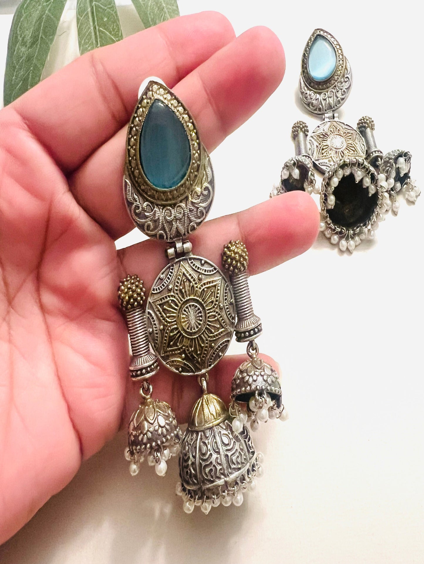 Dual tone Long Earrings