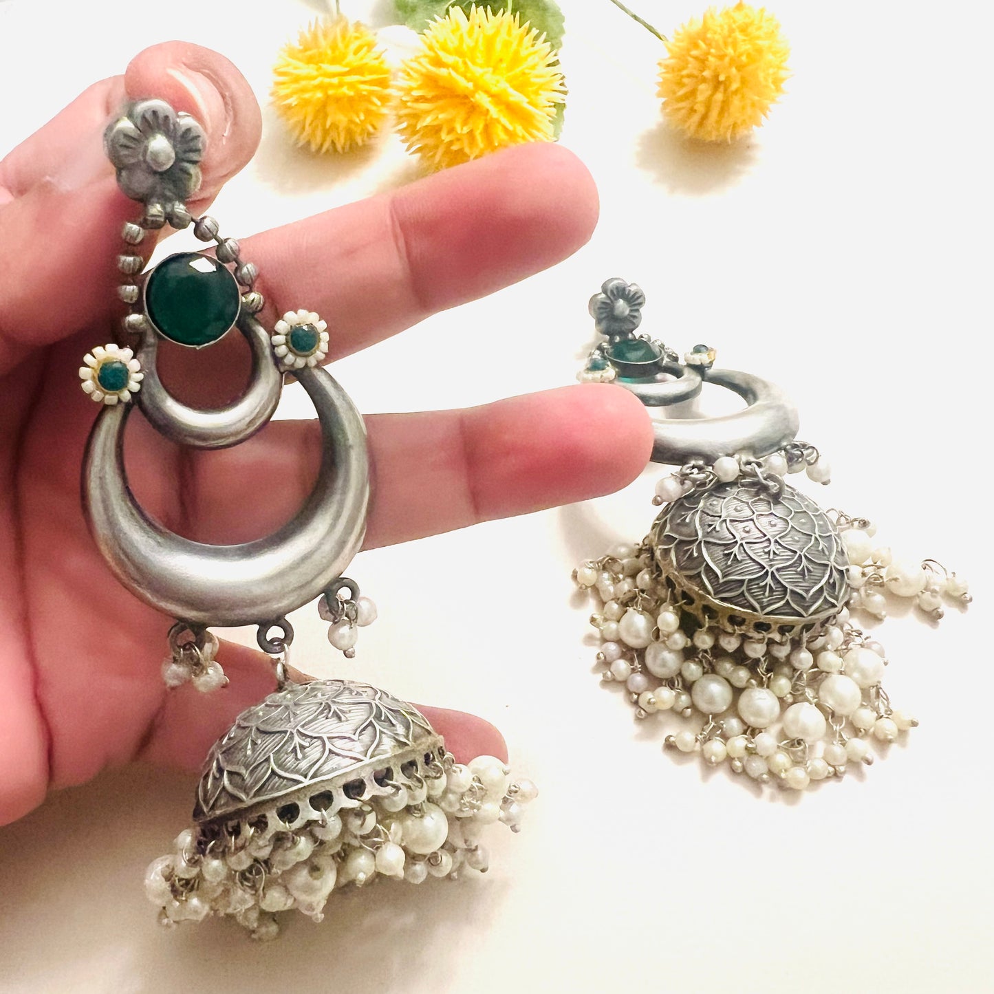 German Silver Long Earrings