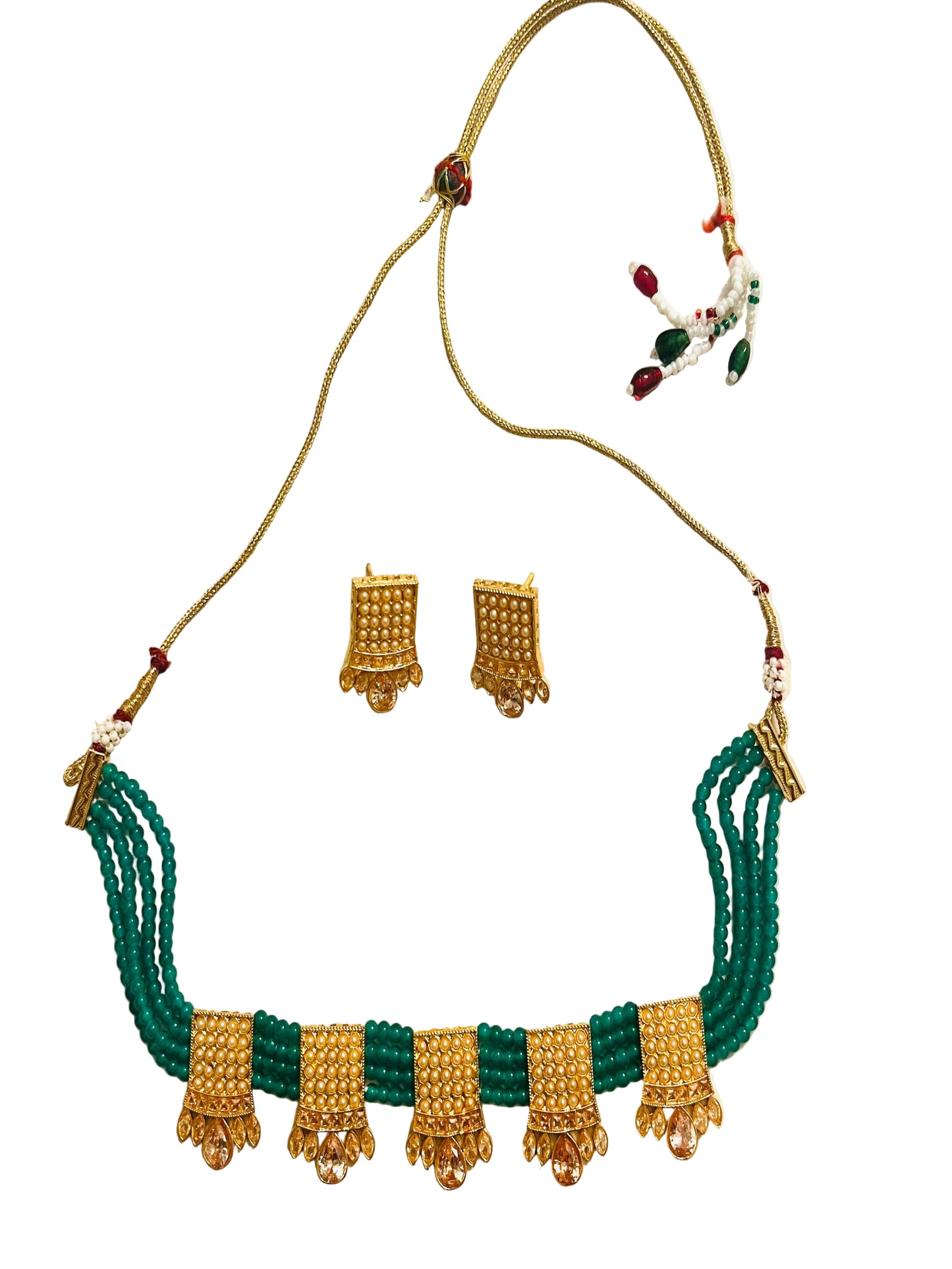 Green Beads Choker/Necklace Set