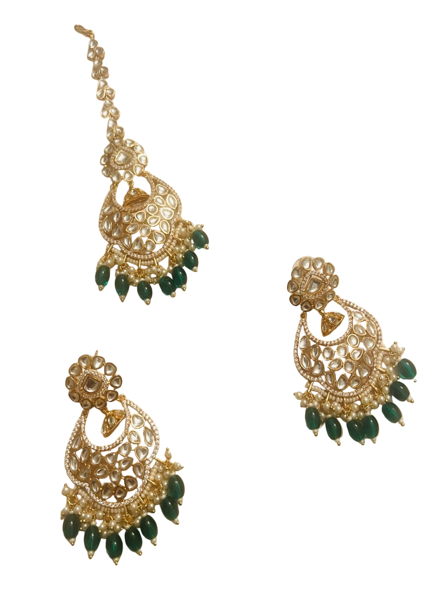 Kundan Earrings and Mang Tikka Set