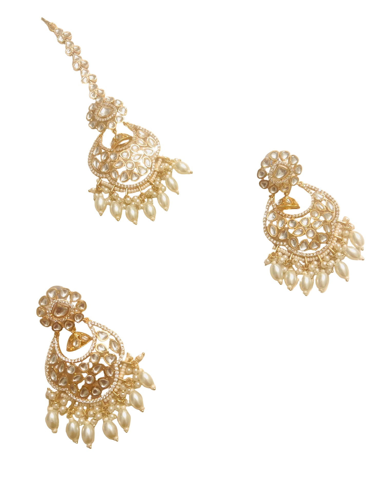 Kundan Earrings and Mang Tikka Set