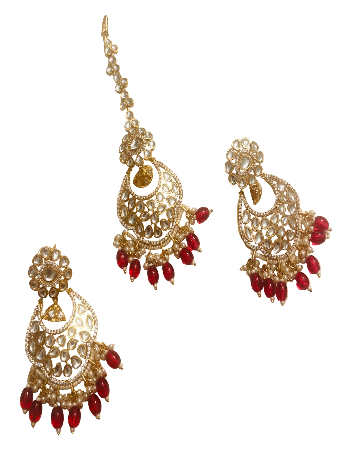 Kundan Earrings and Mang Tikka Set