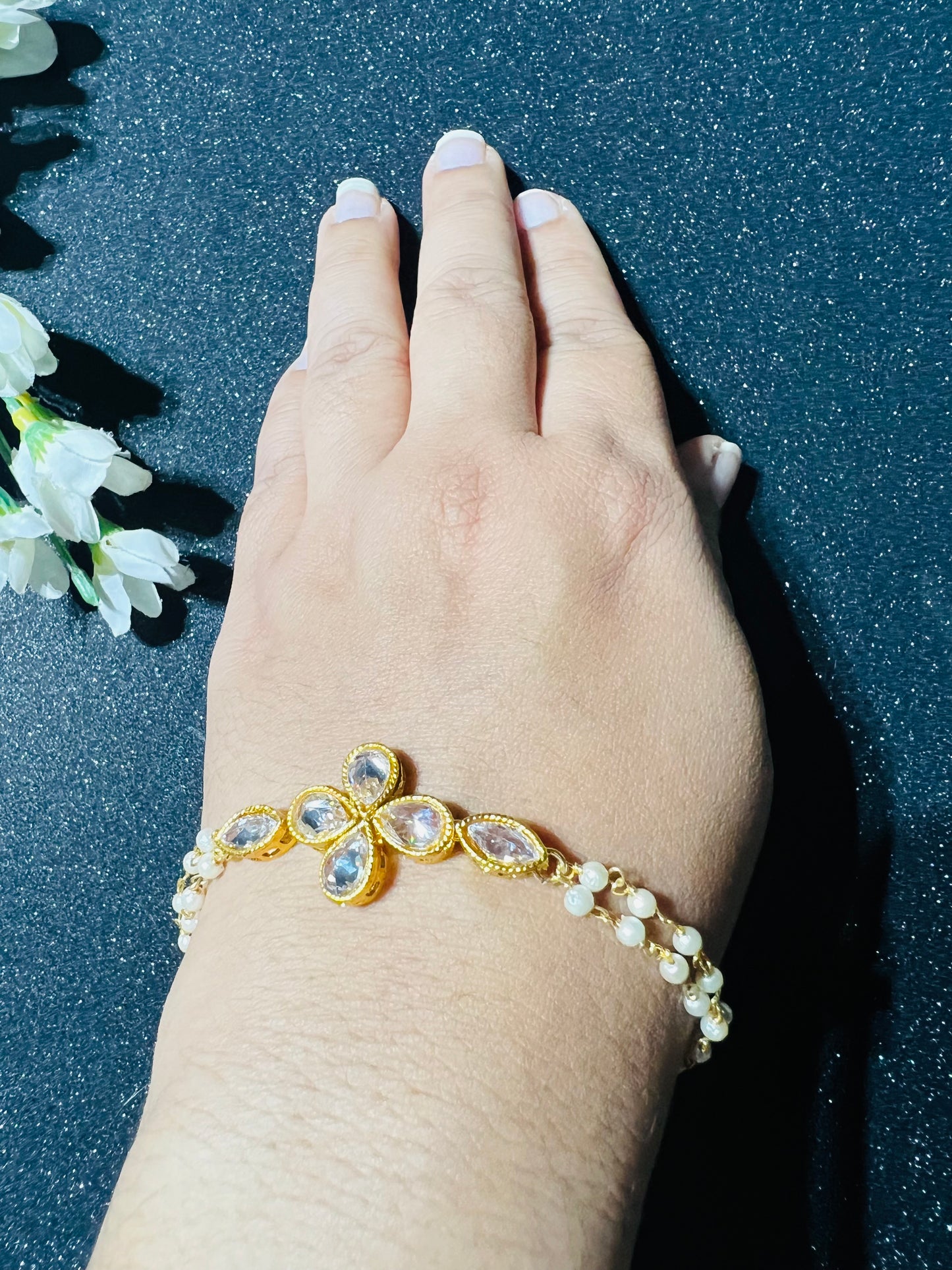 Pearl & Uncut Diamond Bracelet