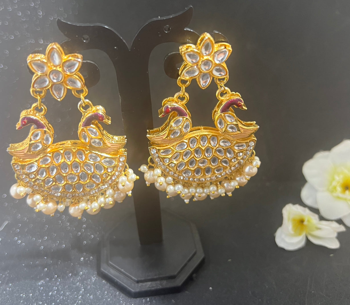 Peacock Theme Long Necklace with earrings.