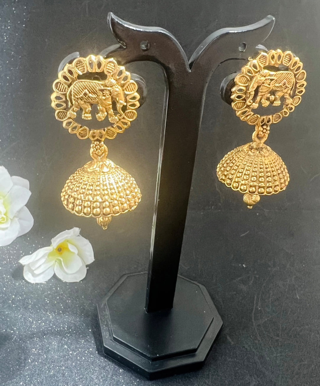 Temple Elephant Long Necklace Set