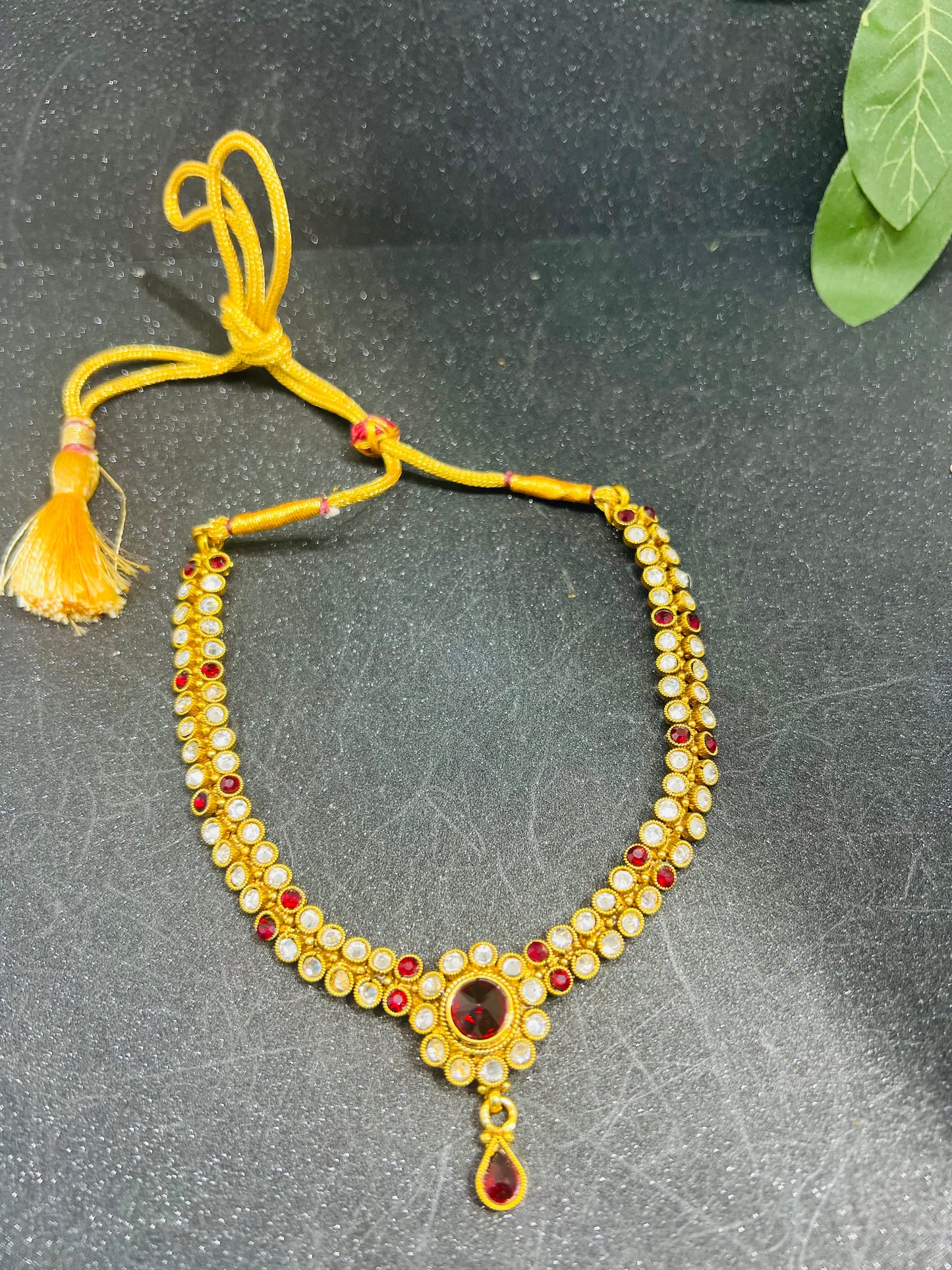 Uncut Diamond Choker Necklace and Earrings