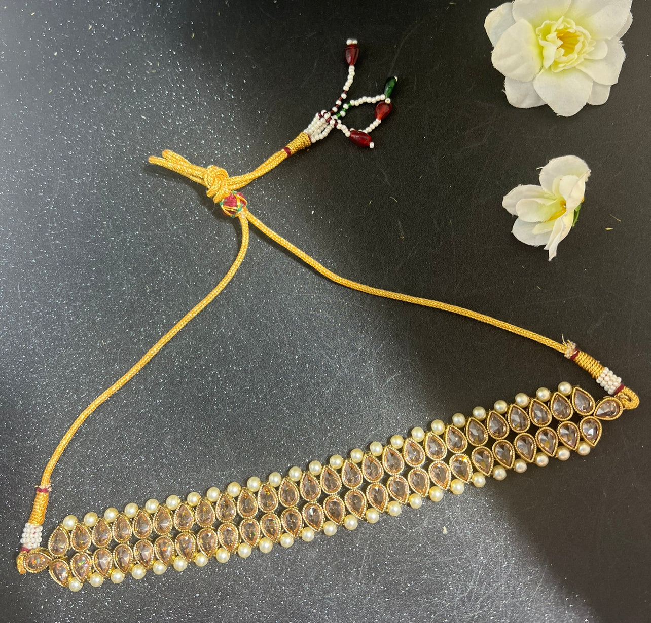 Antique Uncut Diamond Choker Necklace with Earrings.