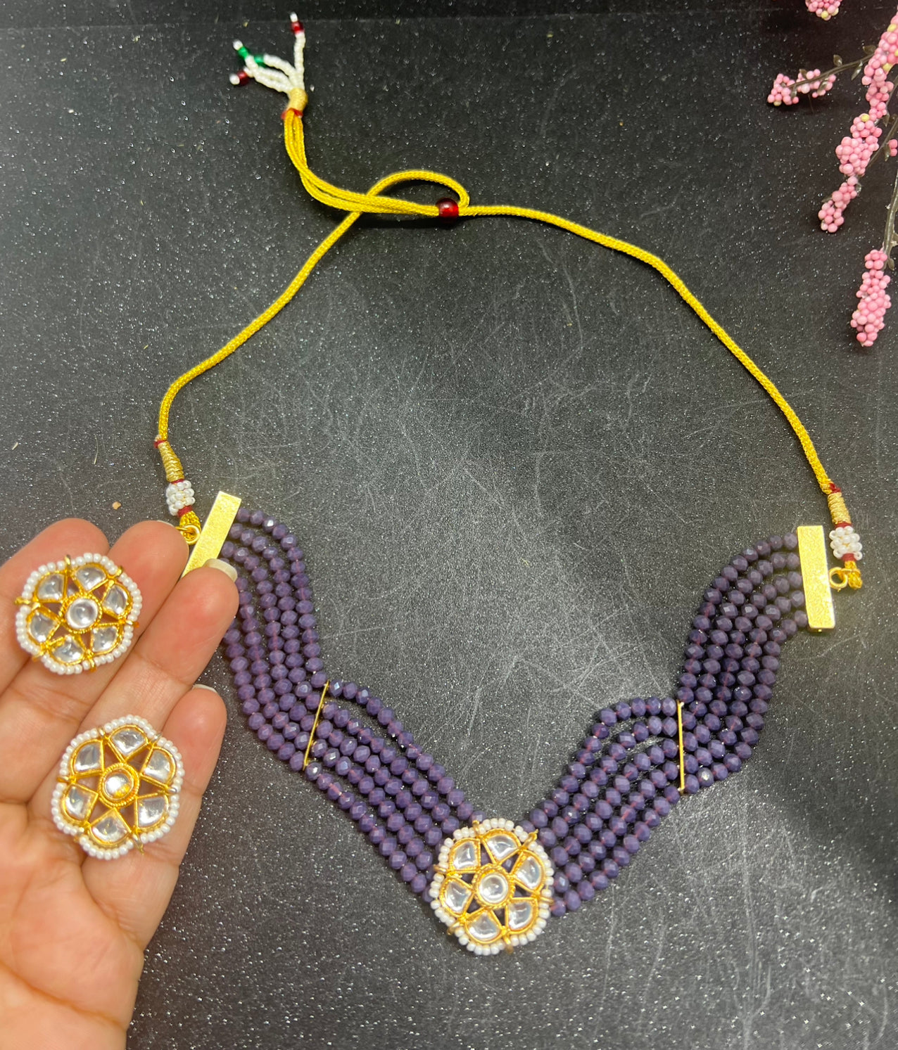 Kundan and Crystal Choker with Earrings