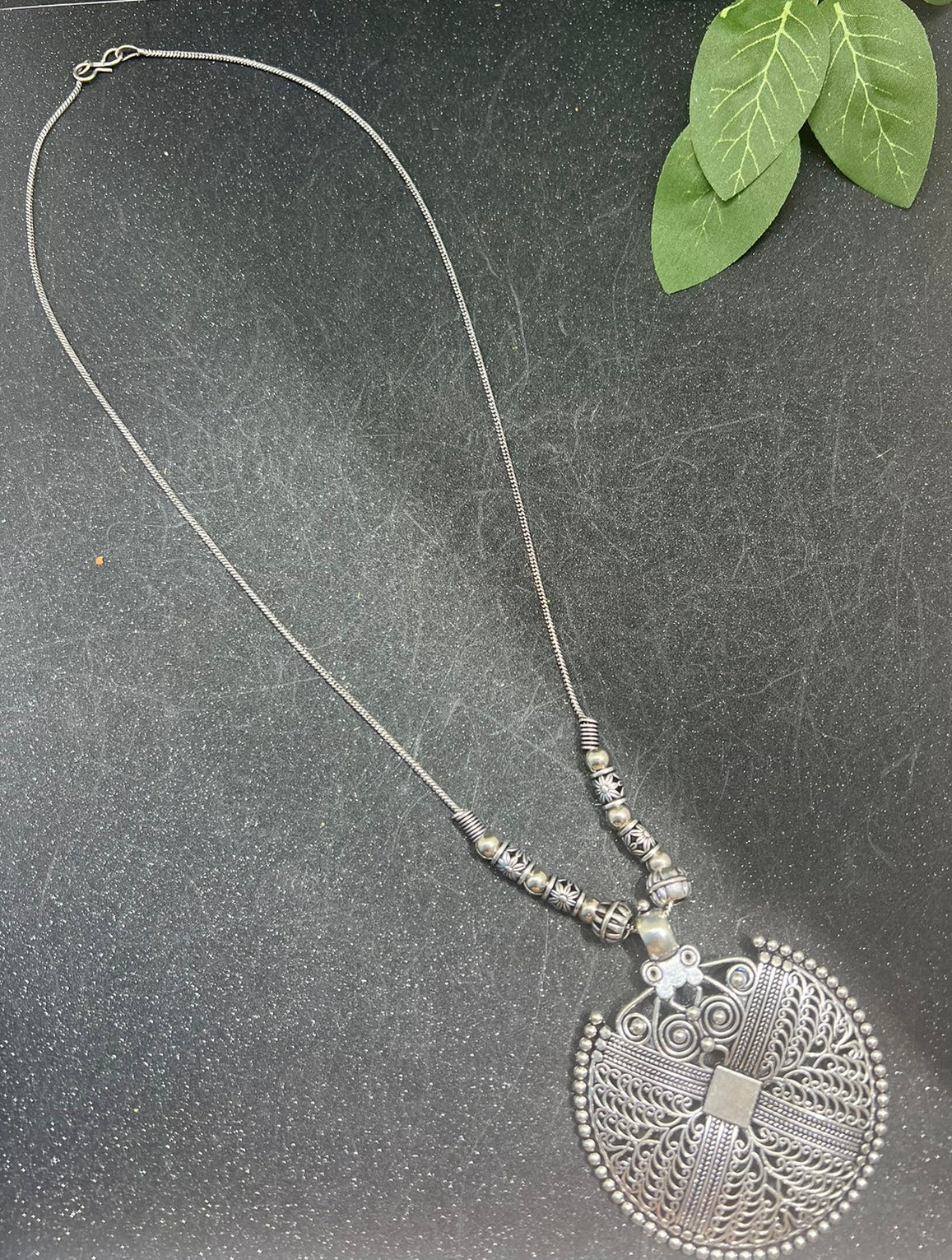 German Silver Pendant Necklace with Jhumka Earrings