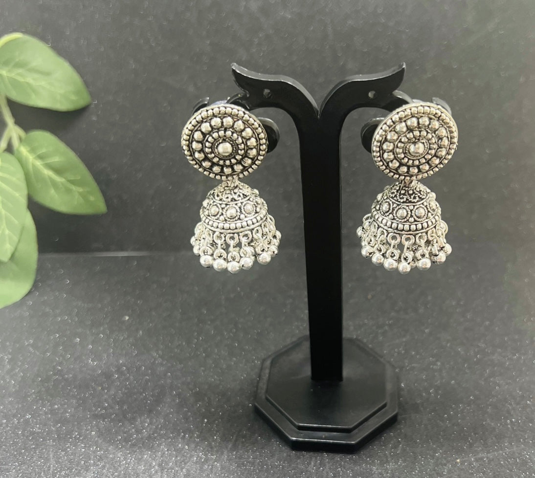 German Silver Pendant Necklace with Jhumka Earrings