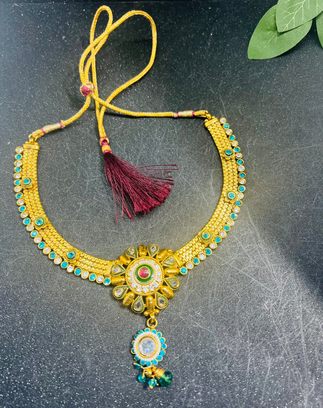 Gold Plated Necklace with Earrings.
