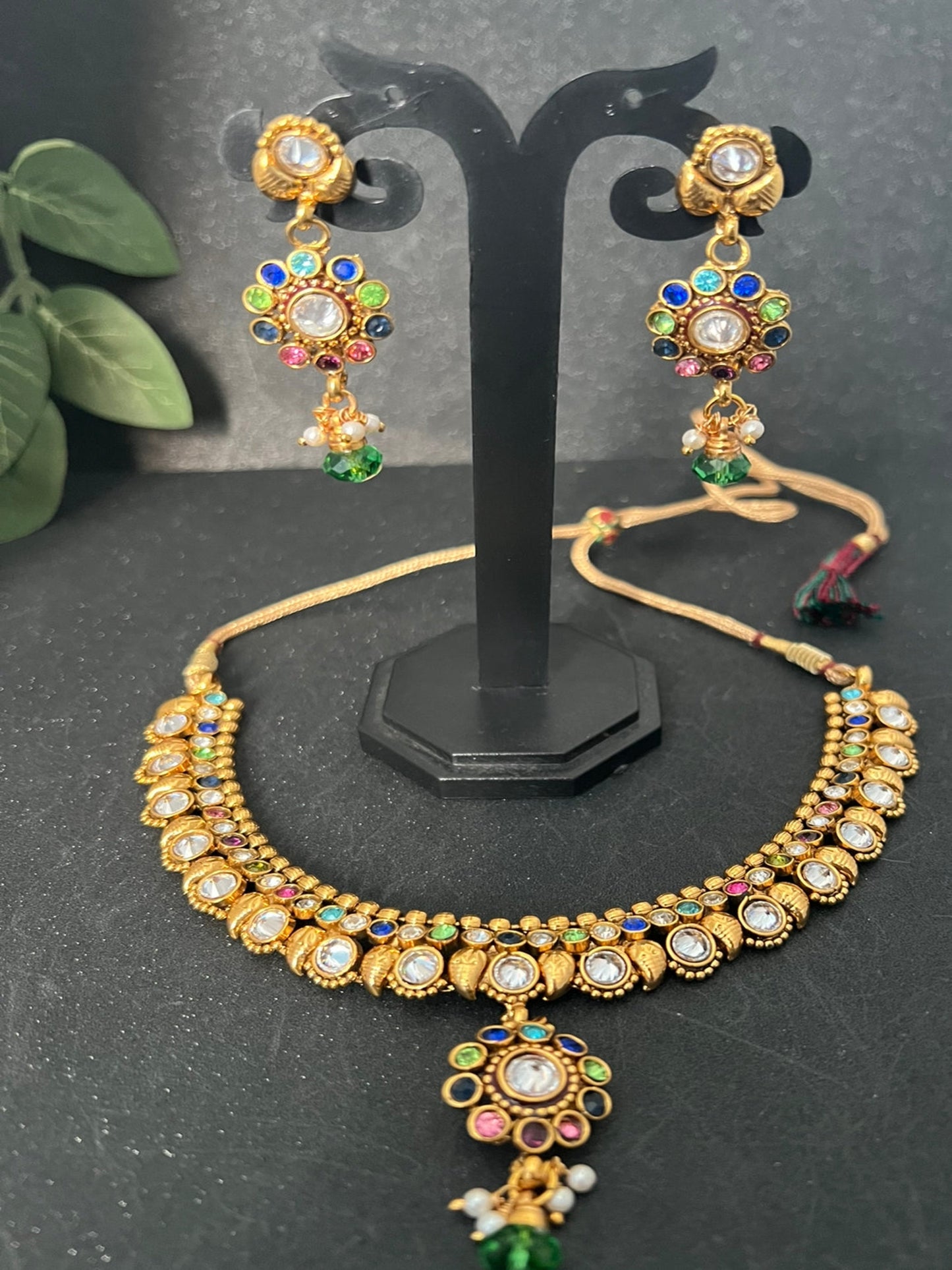 Multi Color Necklace with Earrings