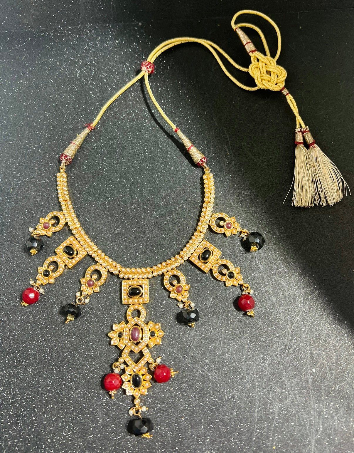 Gold Plated Choker with Long Earrings.