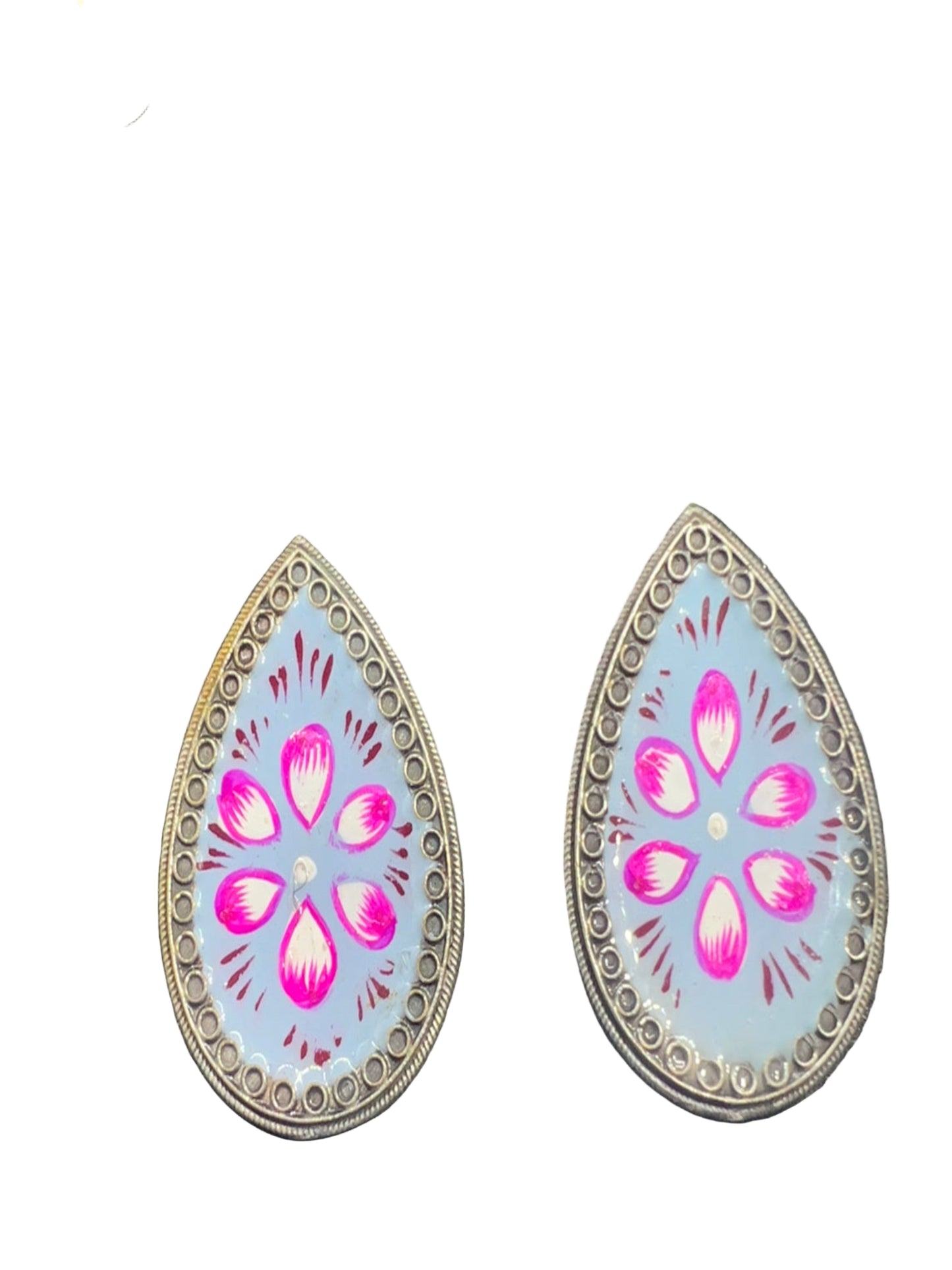 Hand-Painted German Silver Studs