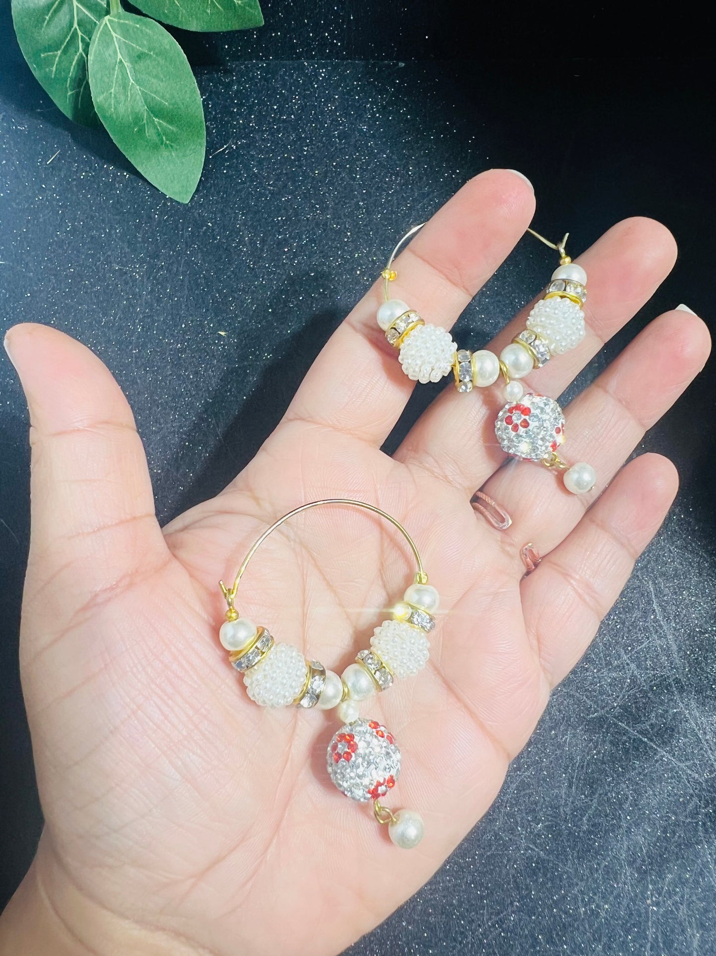 Pearl and Diamond Hoops(Earrings)