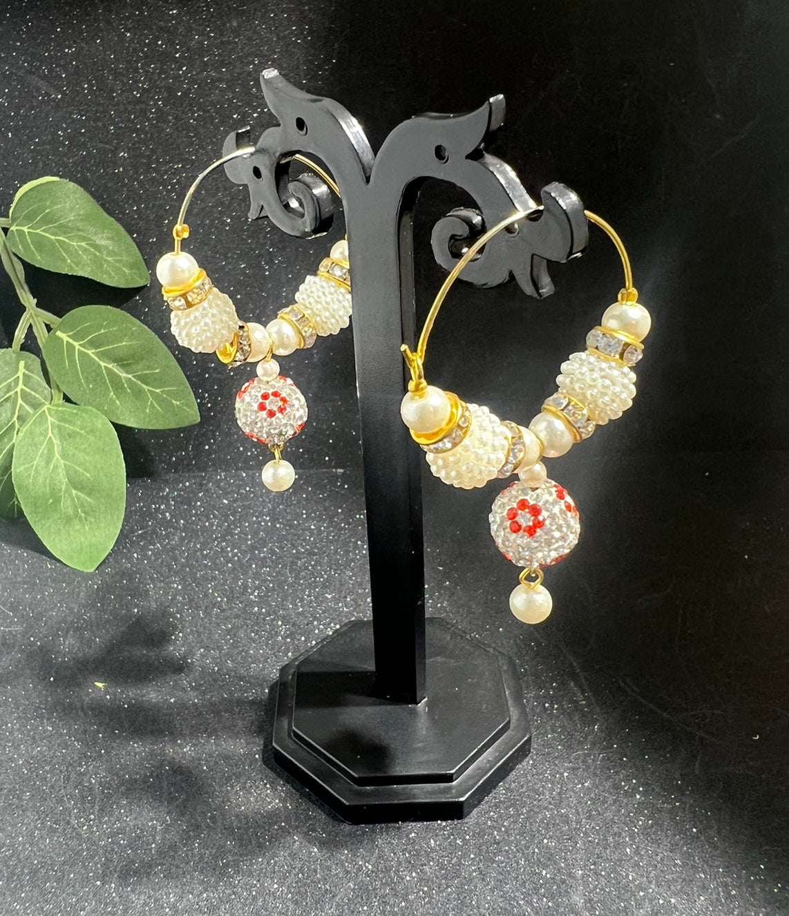 Pearl and Diamond Hoops(Earrings)