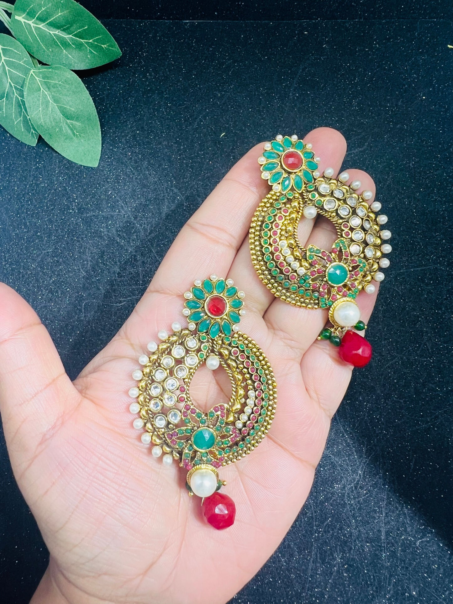 Antique Pearl and Diamond work Earrings