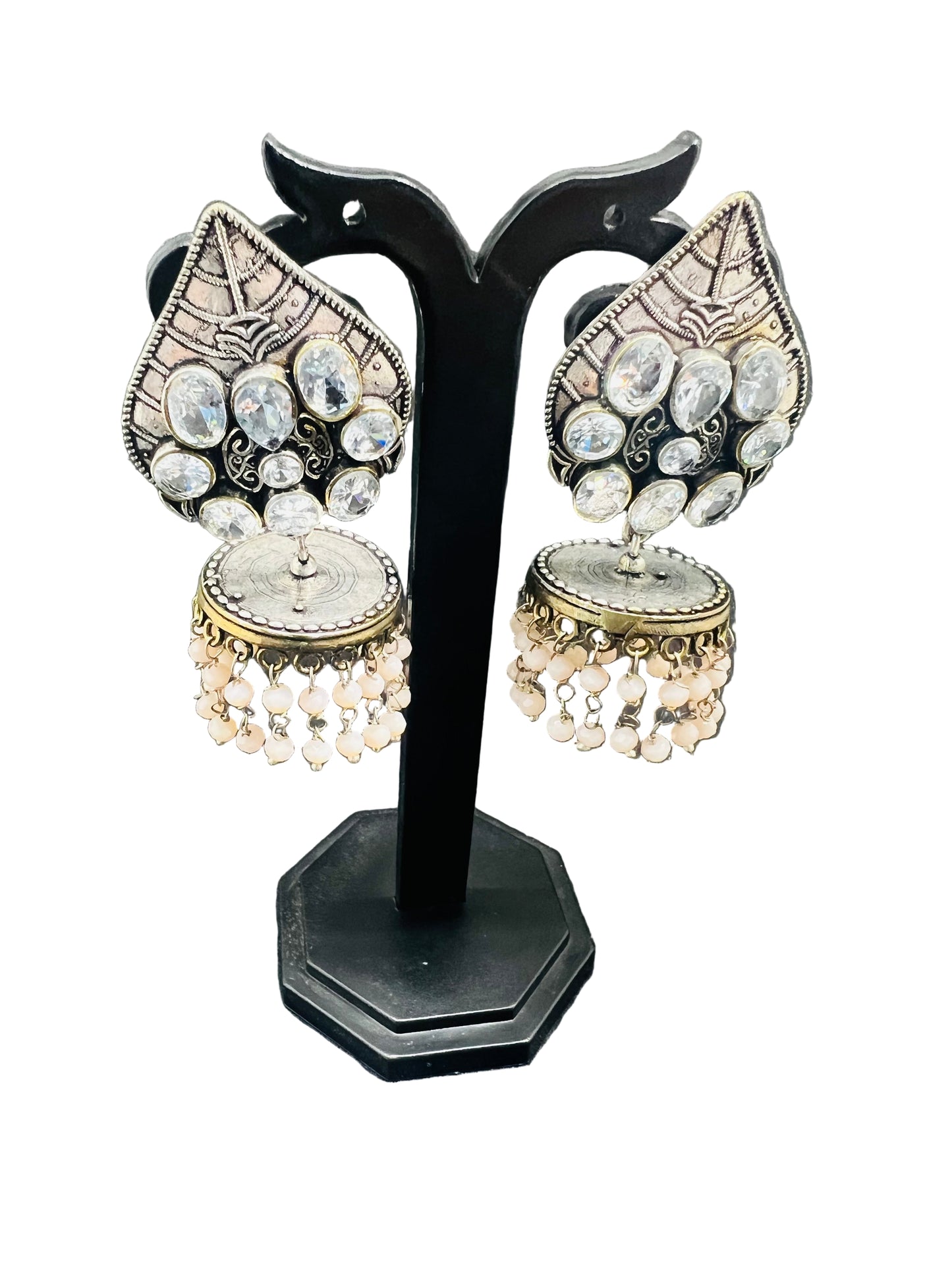 German Silver Diamond Earrings