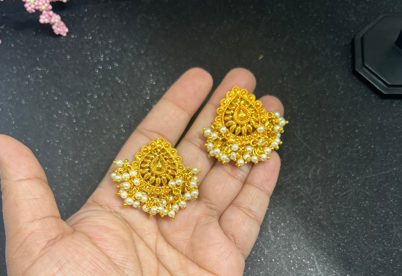 Gold Plated Pearl Earrings