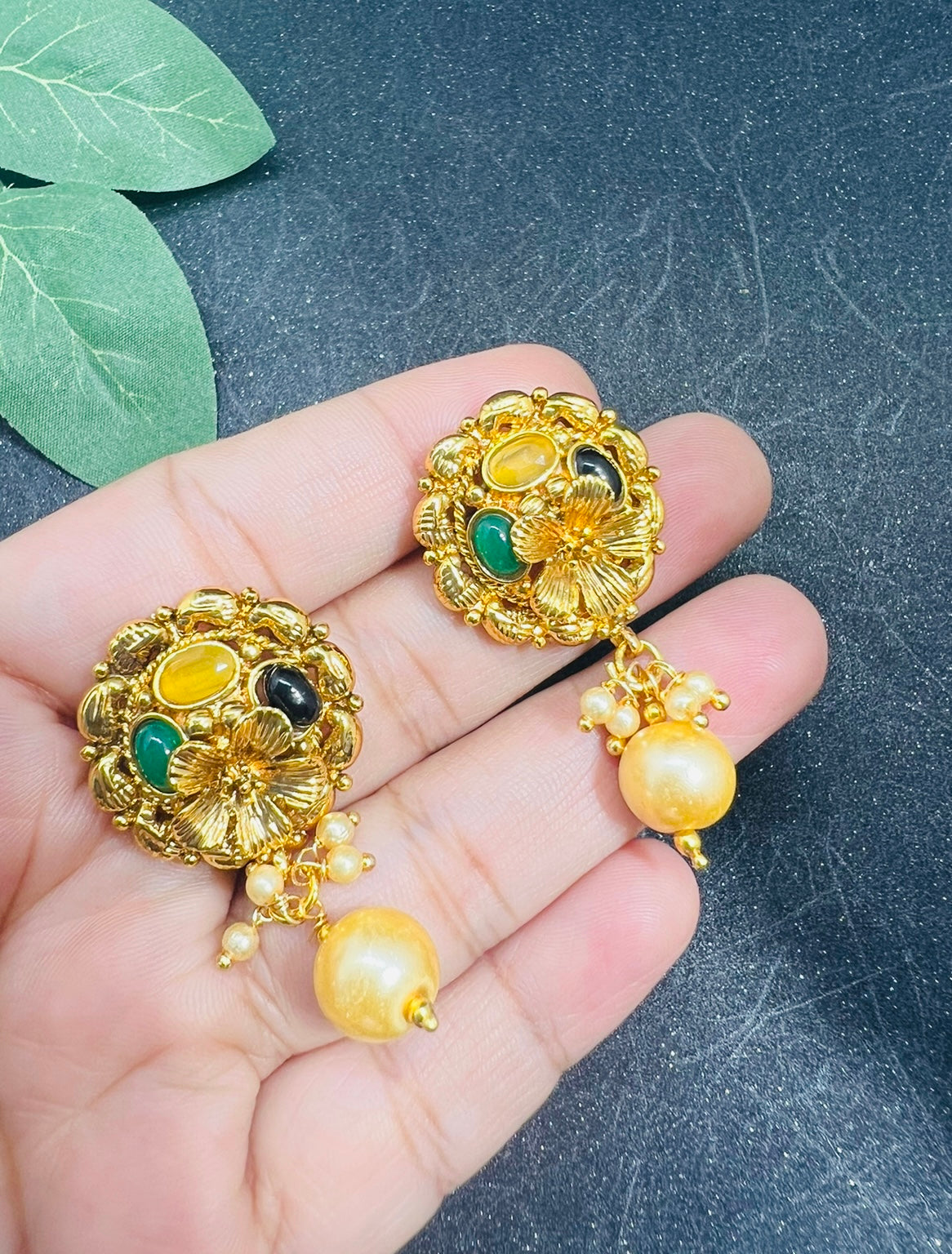 Gold Plated Stone Studs