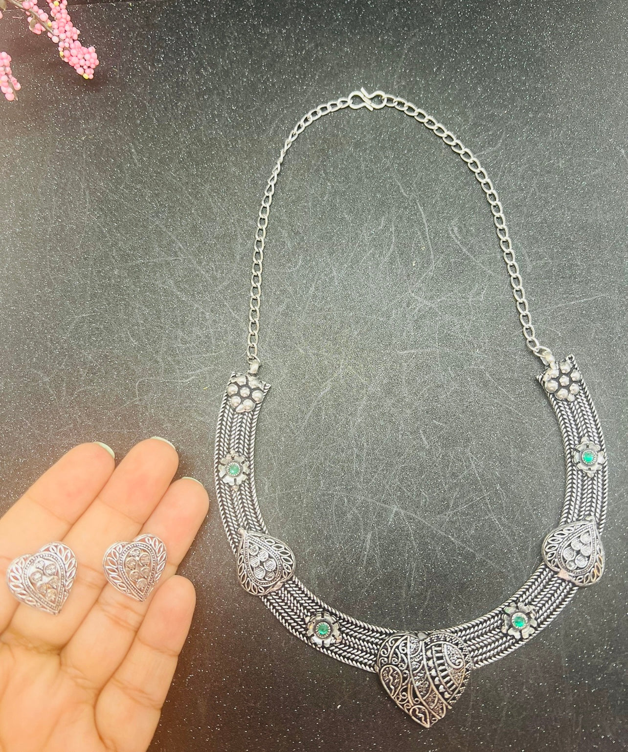 German Silver Choker with earrings
