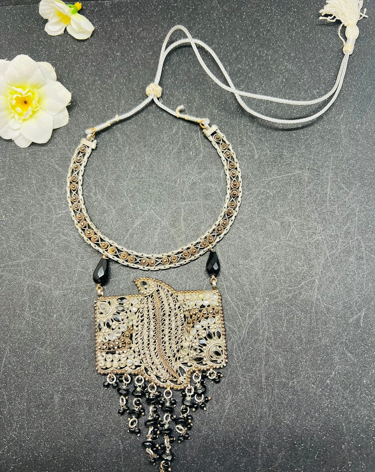 Silver plated with Antique work Choker