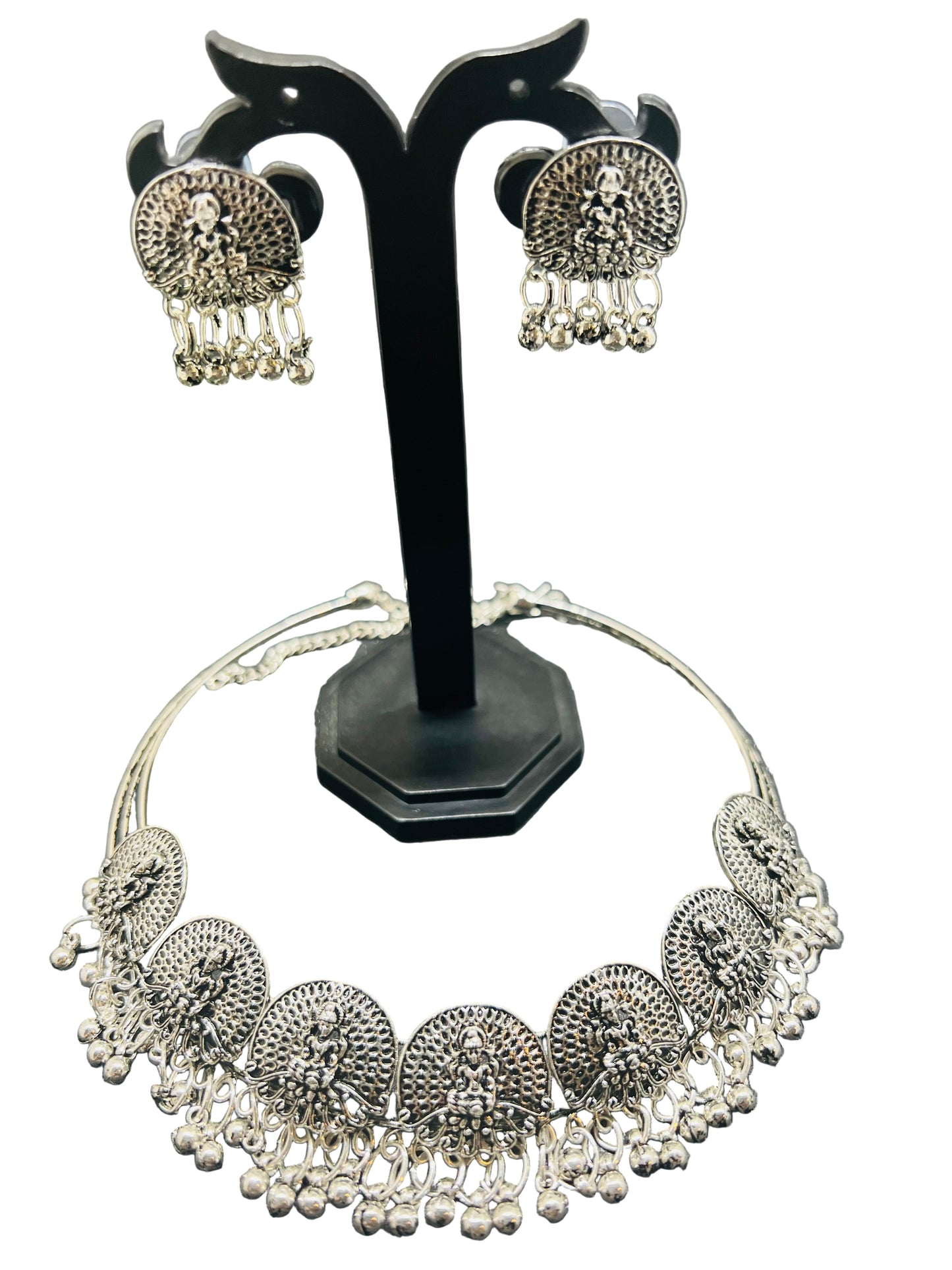 Temple Lakshmiji German Silver Necklace Set
