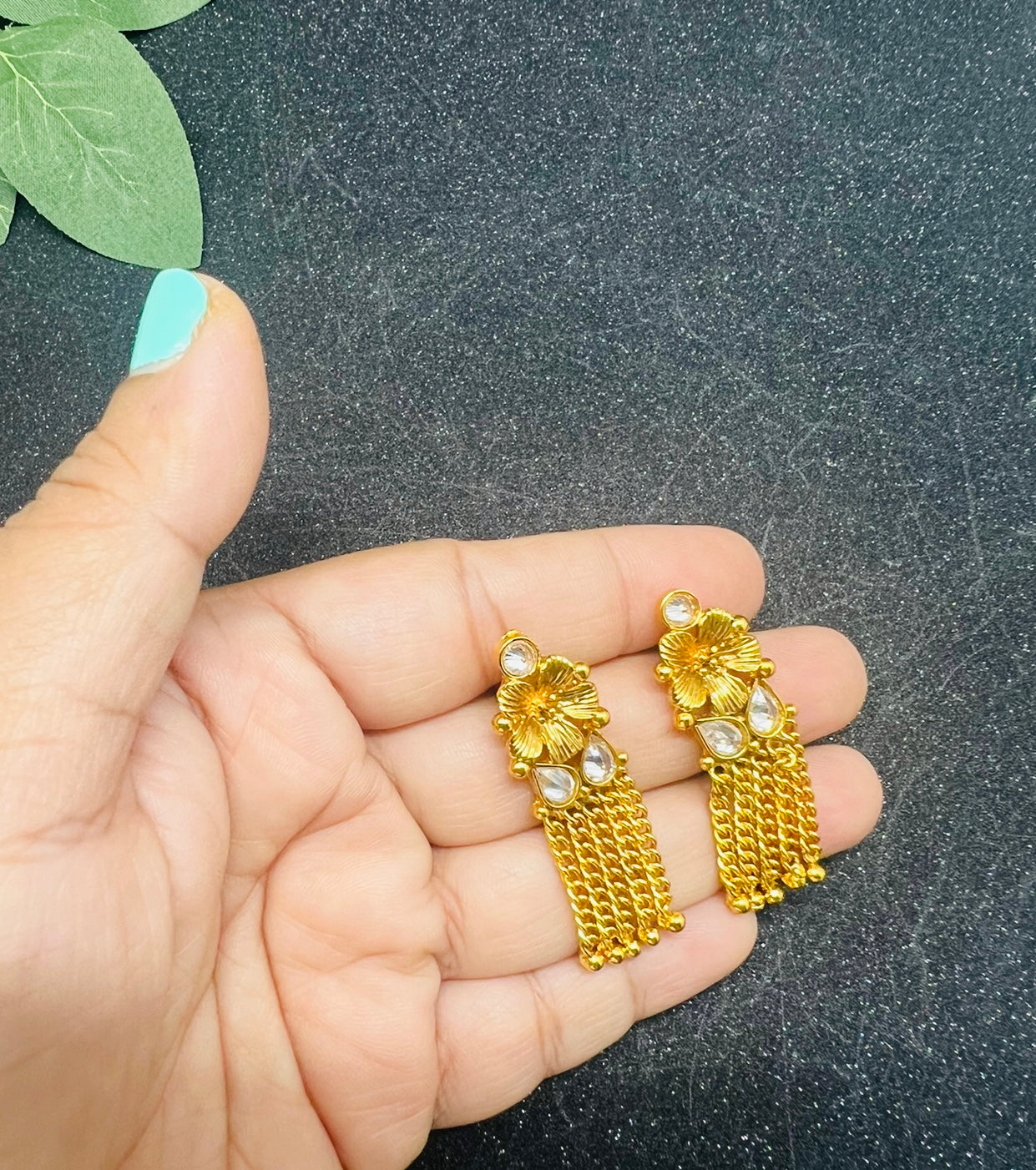 Gold plated and Uncut Diamond Studs