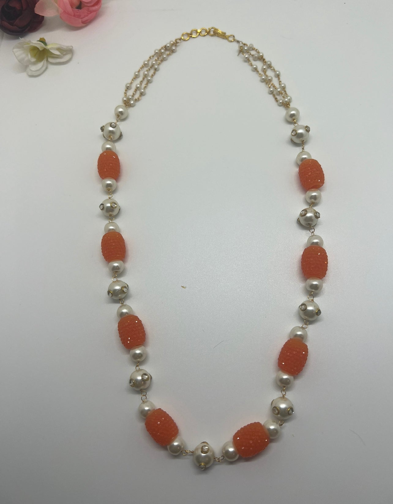 Pearl & Bead Necklace with earrings
