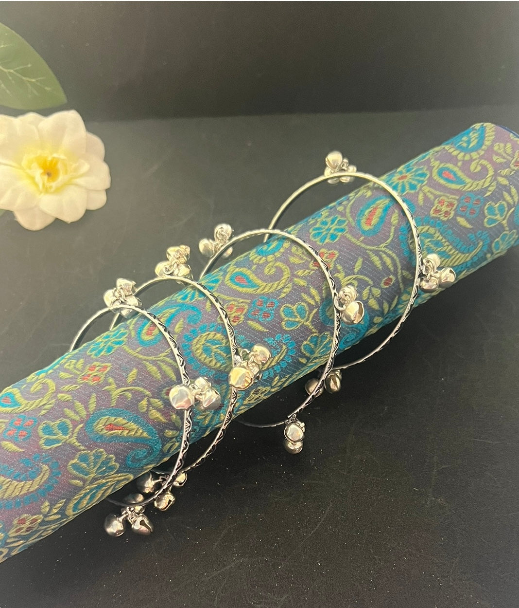 Ghungroo Silver Plated Bangles.