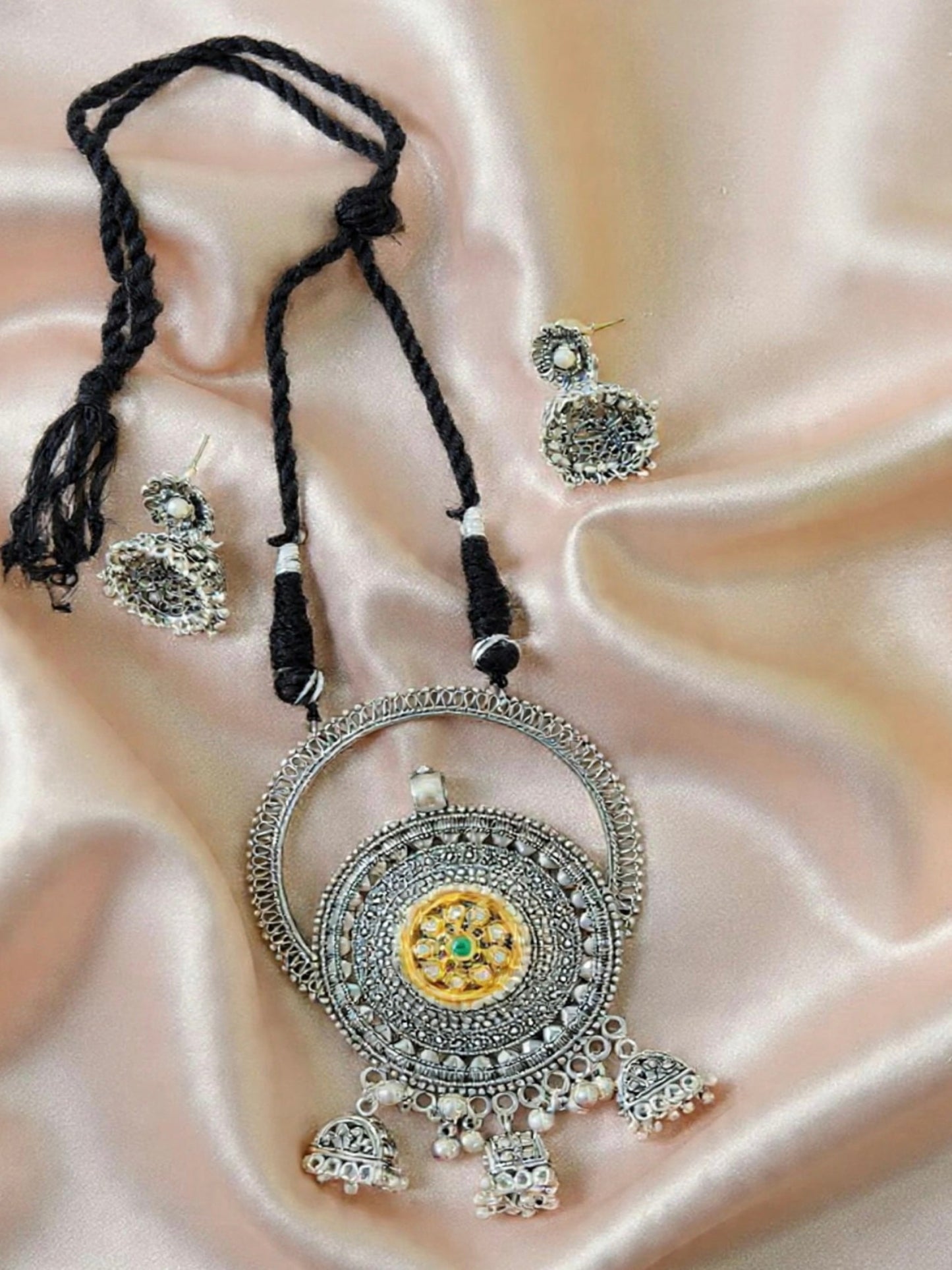 Kundan & German Silver Necklace Set